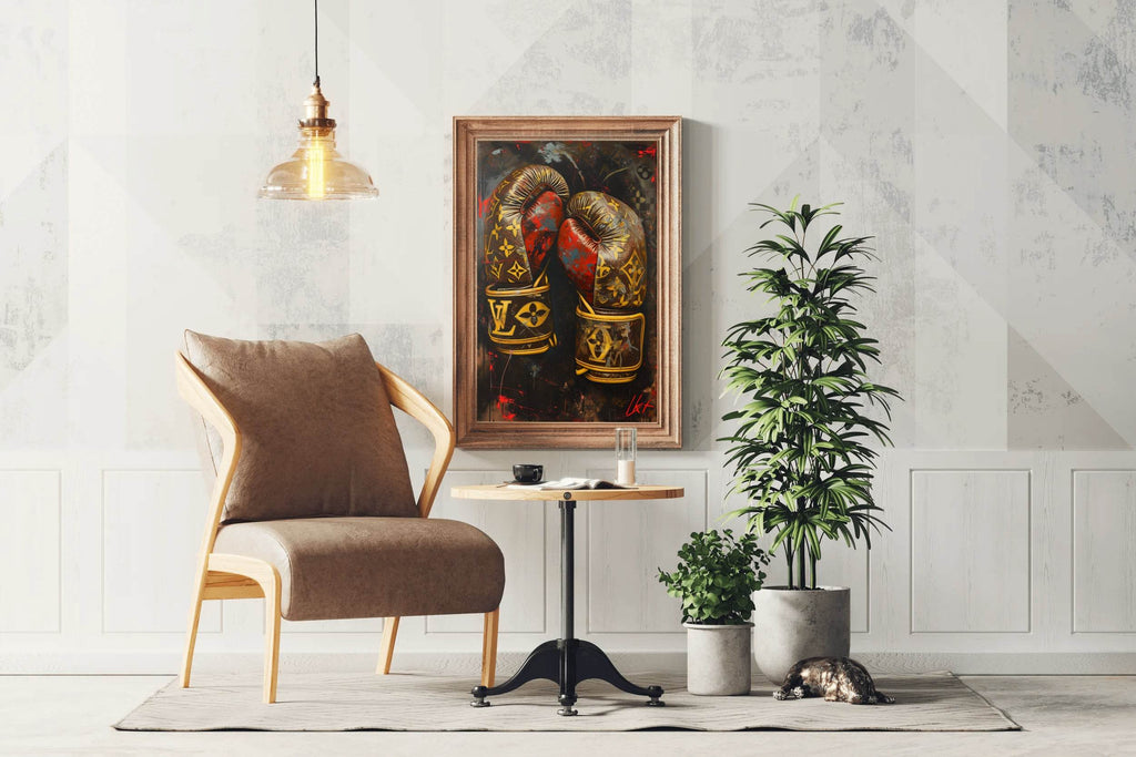 Gold Color Boxing Gloves Wall Art - beink online art store