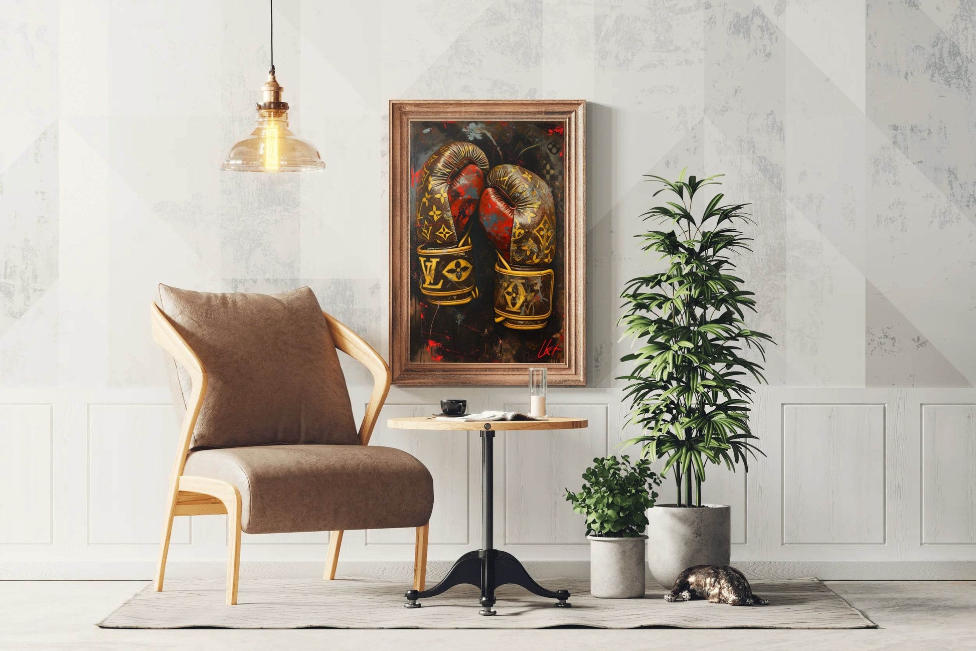 Gold Color Boxing Gloves Wall Art - beink online art store