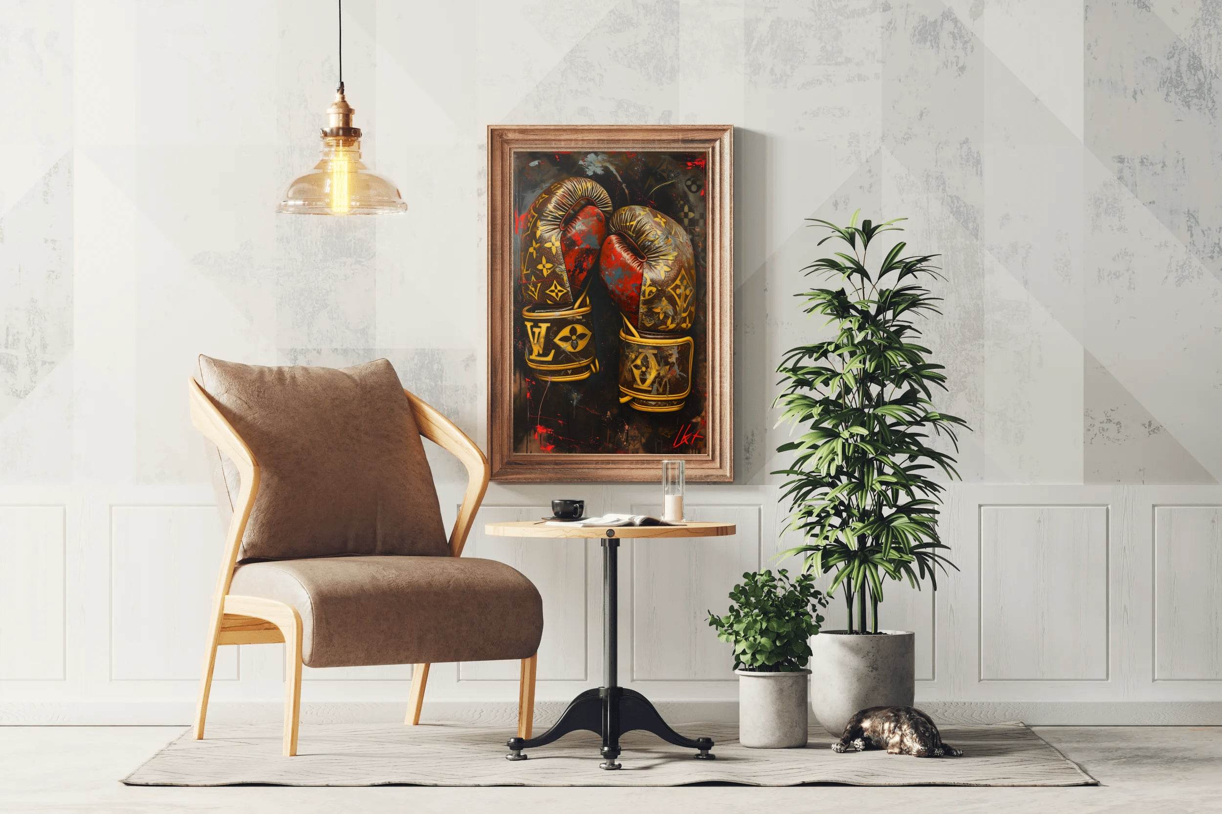 Gold Color Boxing Gloves Wall Art - beink online art store