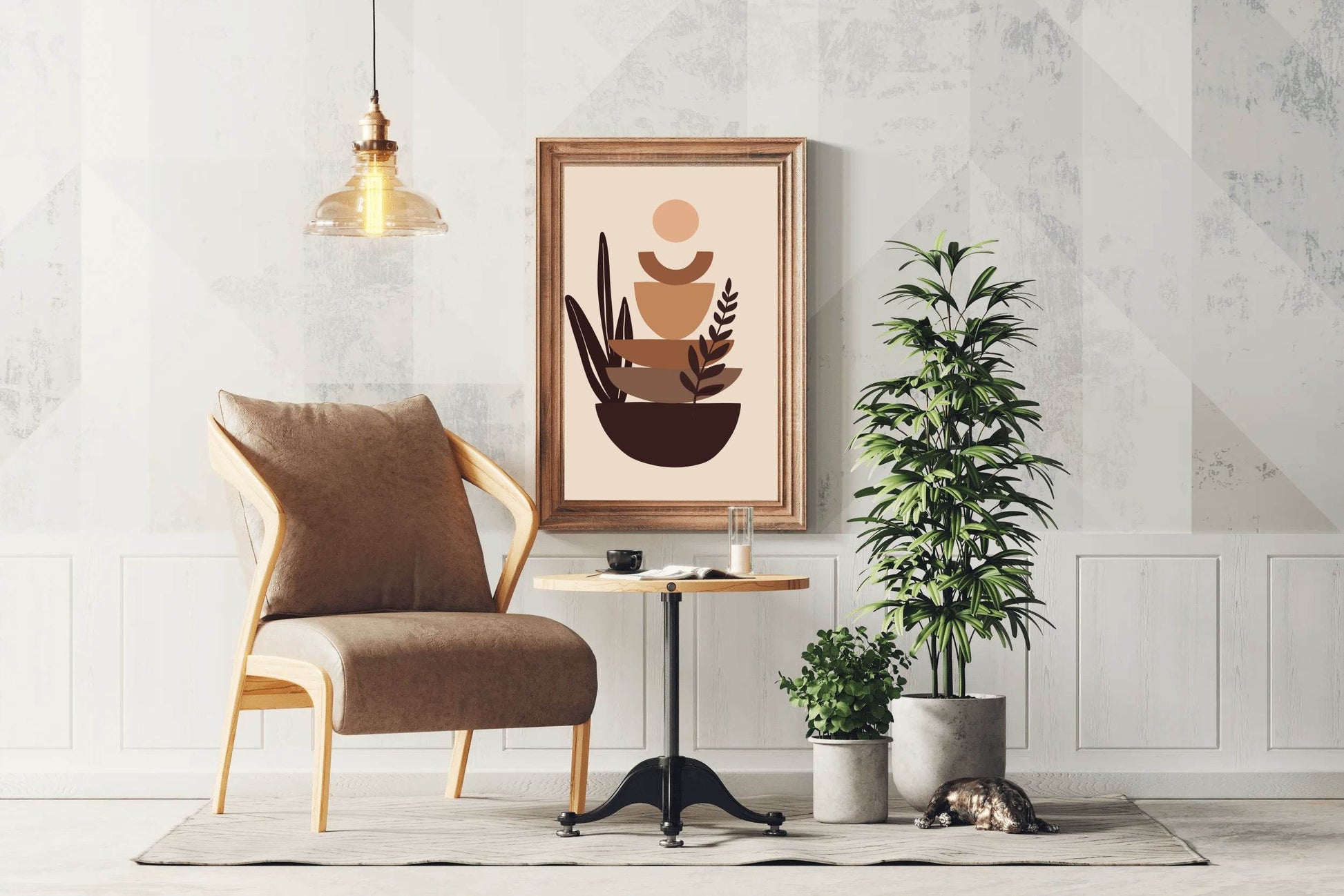 Abstract Botanical Art With Stacked Shapes ArtWork - beink online art store