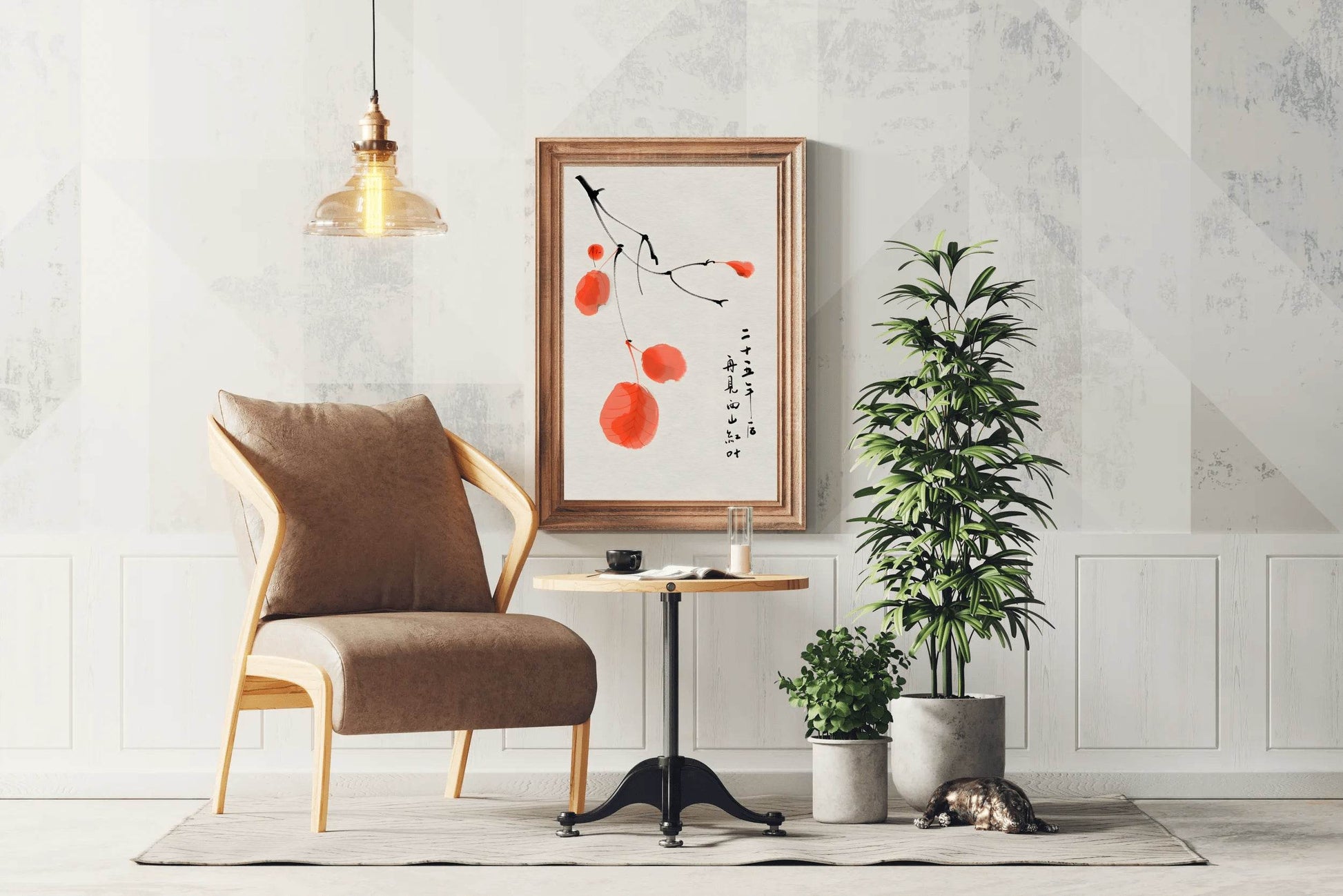 Watercolor Orange Leaves Modern Wall Art - beink online art store