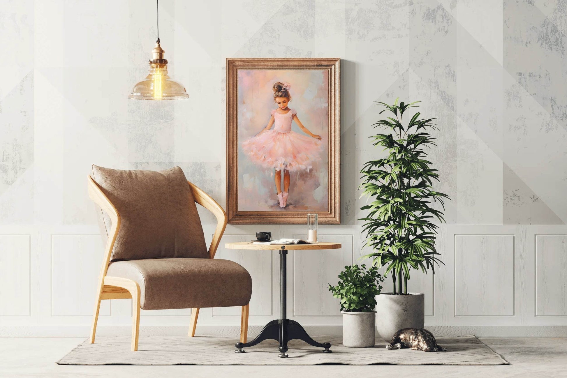 Watercolor Brushed illustration of Girl in Pink Dress - beink online art store
