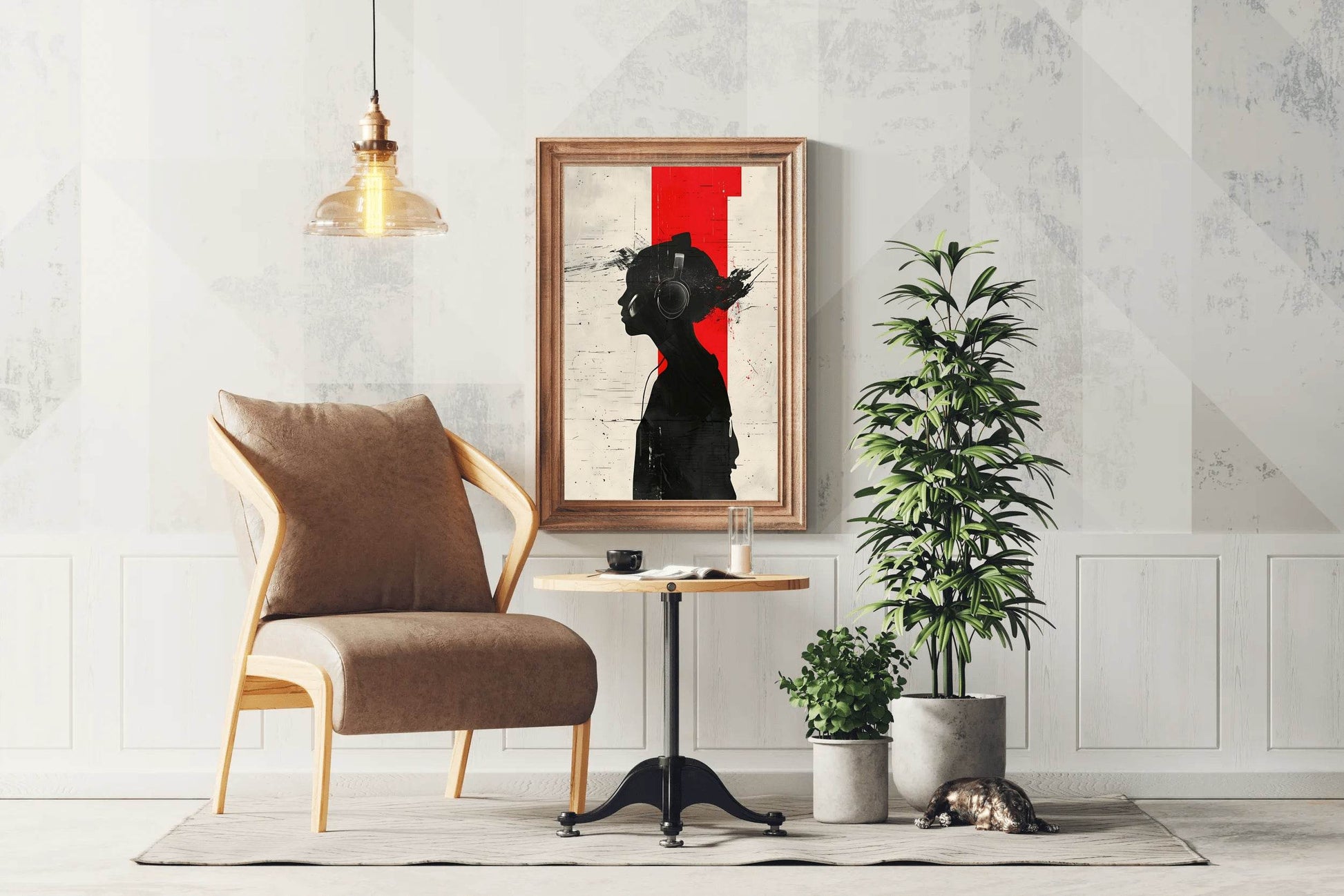 Girl Wearing Headphones Wall Art - beink online art store