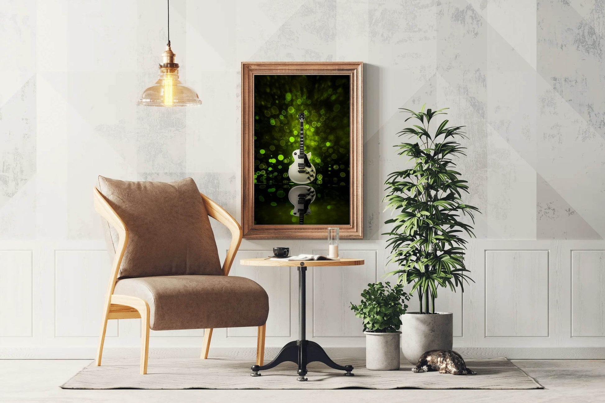 Electric Guitar With Green Background Wall Art - beink online art store