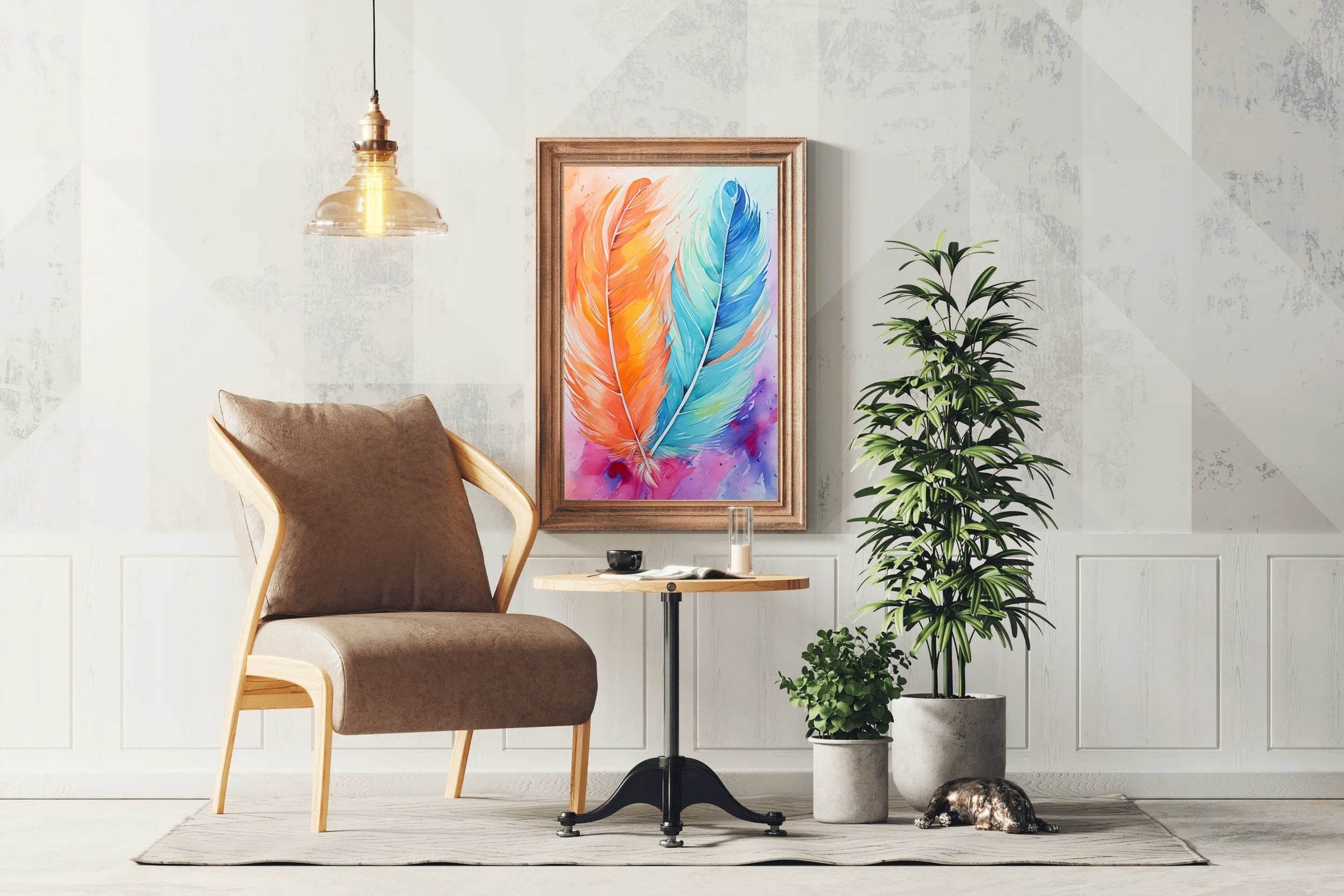 Painting Colored Feathers Wall Art - beink online art store