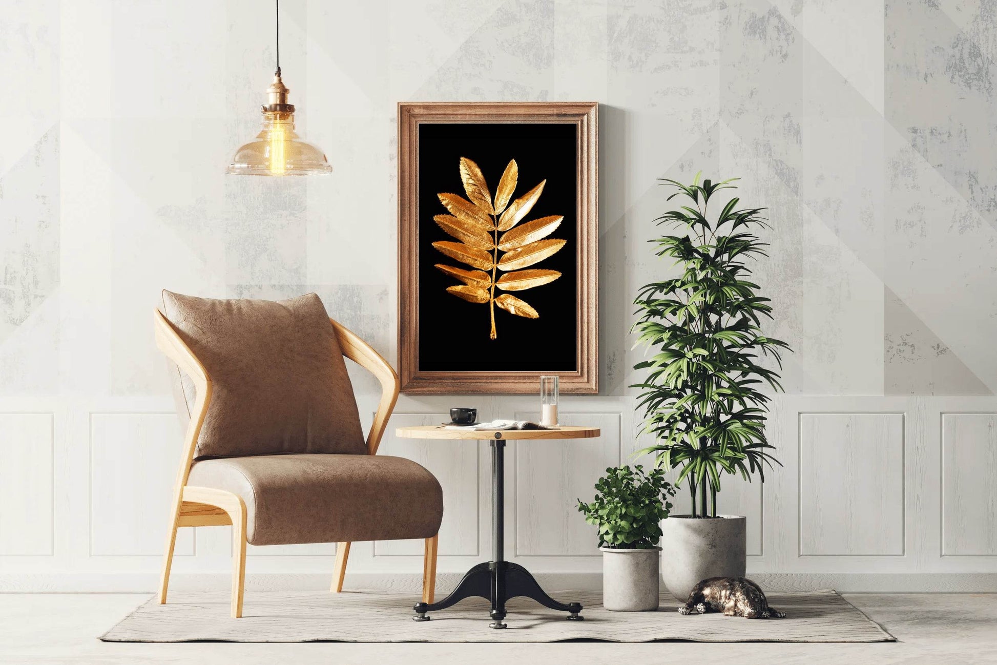 Golden Fern Leaf Wall Art - beink online art store
