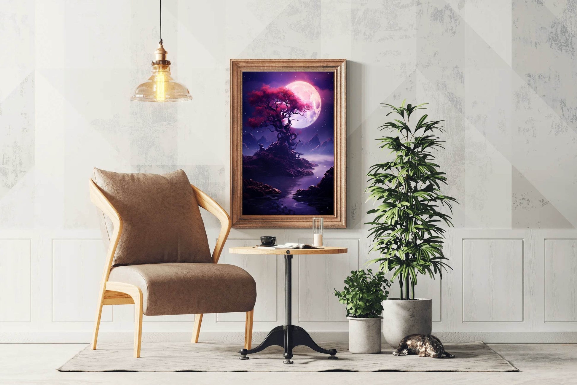 Sakura Tree In The Moonlight Wall Art - beink online art store