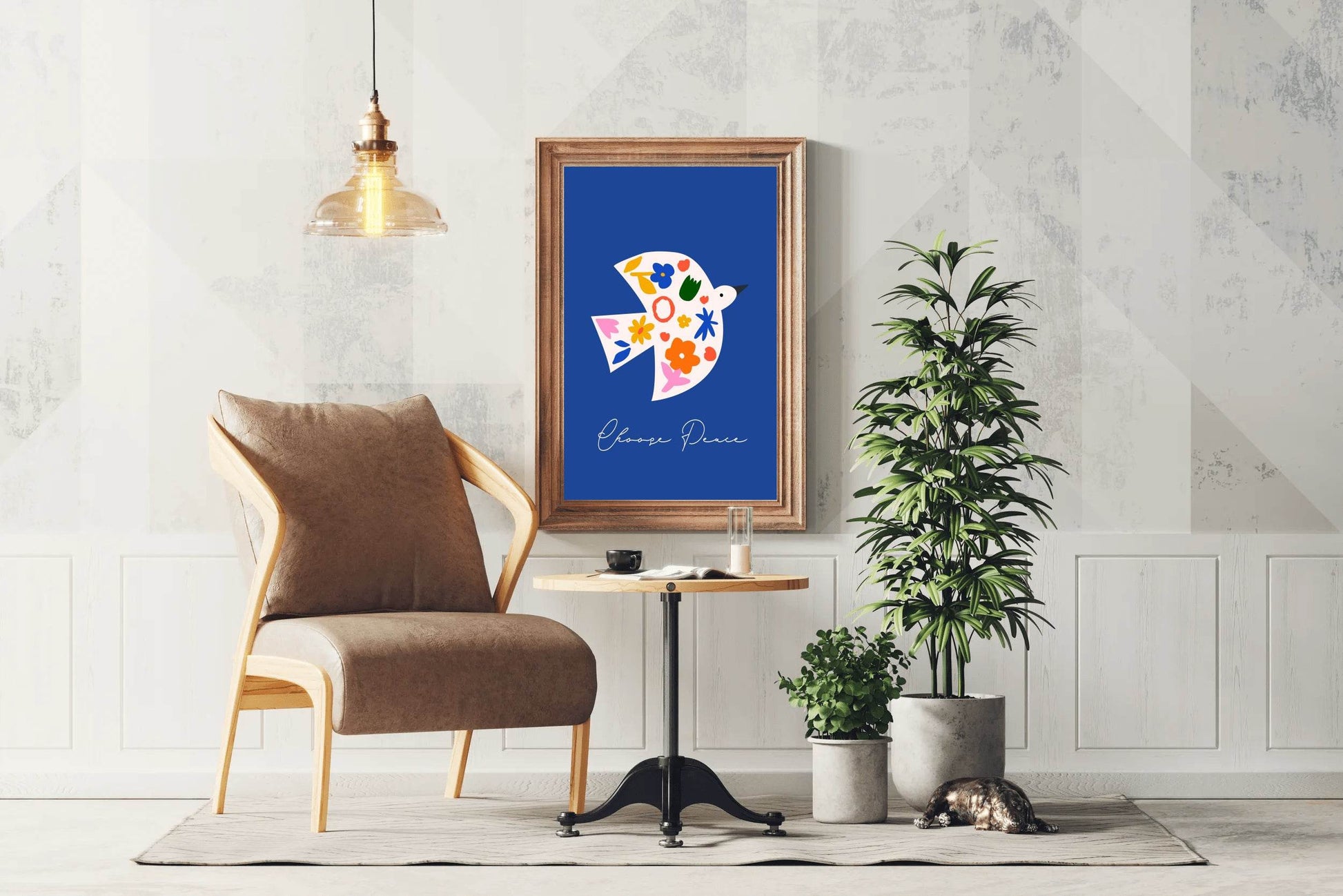 Bird Painting Decorated With Flowers Wall Art - beink online art store
