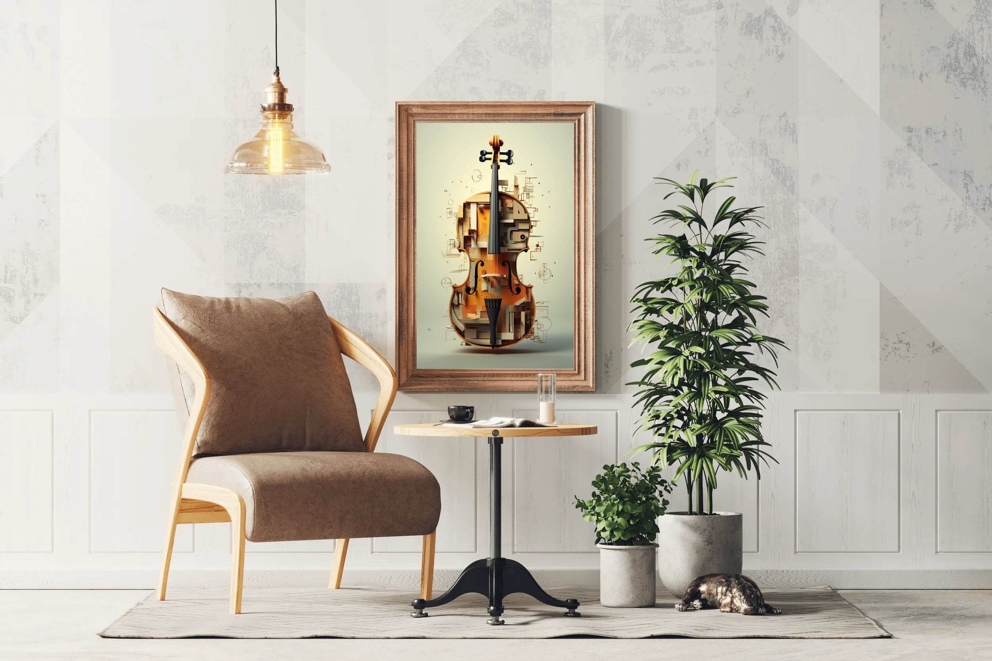 Violin Made of Blocks And Pieces of Wood Wall Art - beink online art store