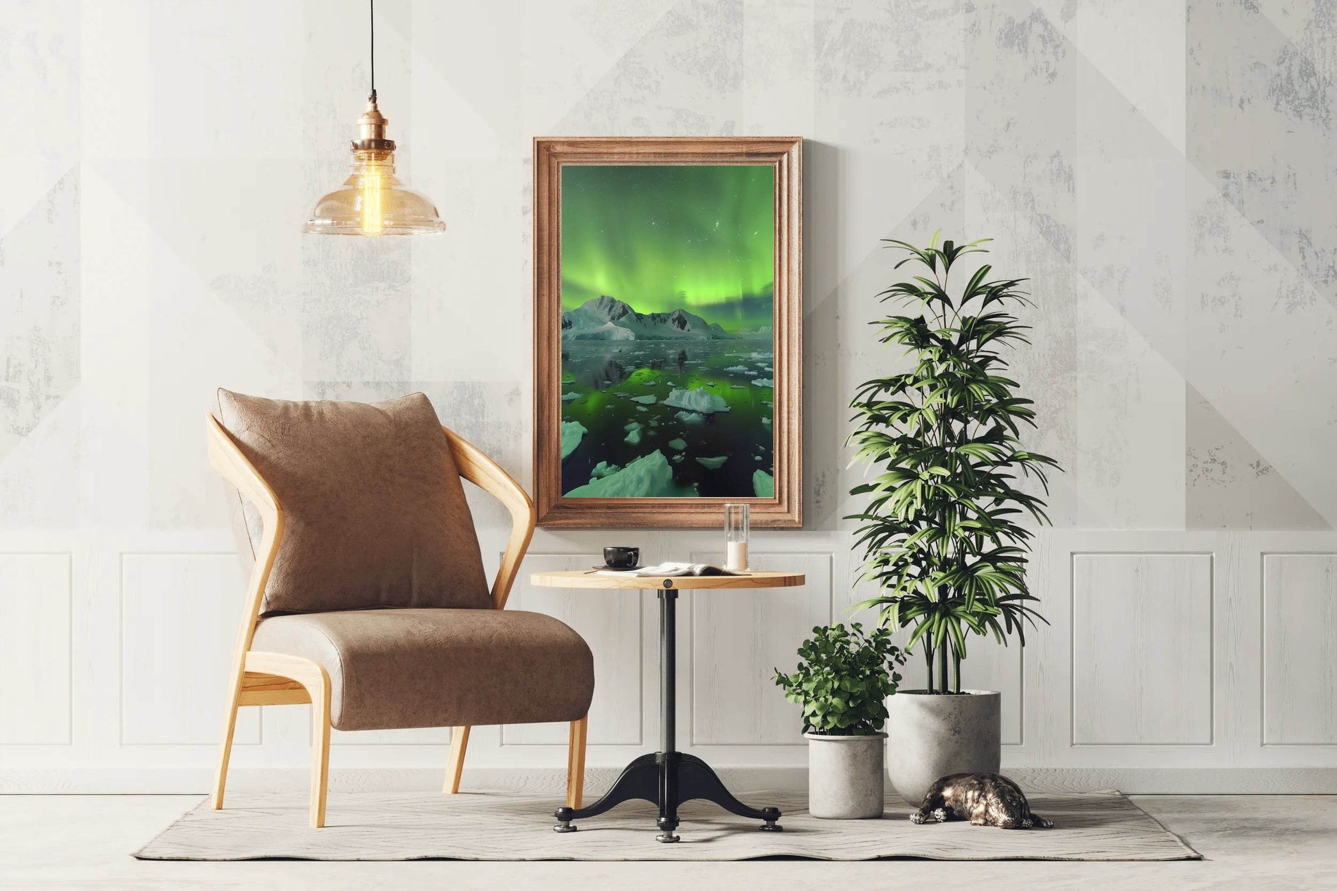 Green Northern lights with Iceberg Wall Art - beink online art store