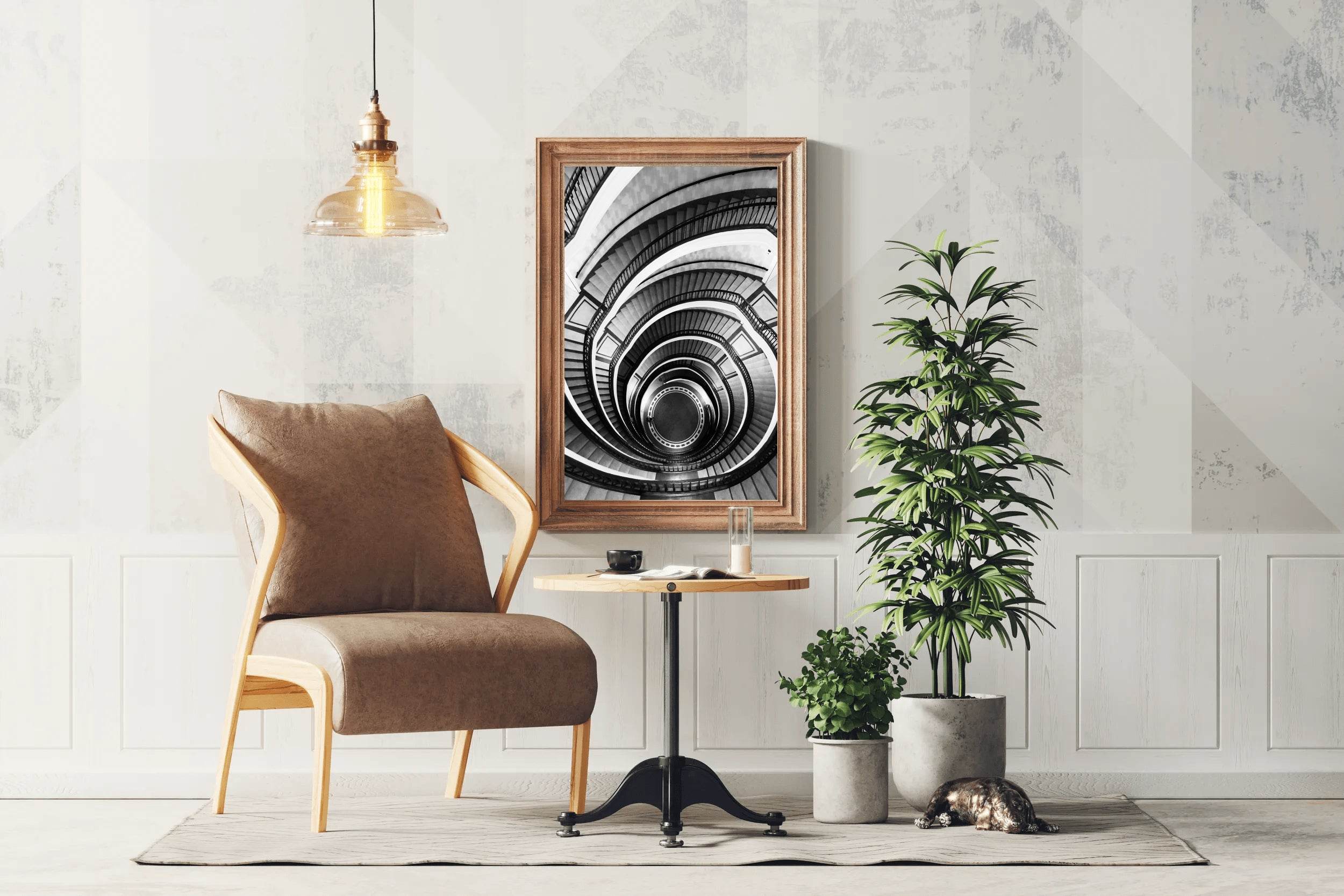 Old Style Stairs Architecture Black and White Wall Art - beink online art store