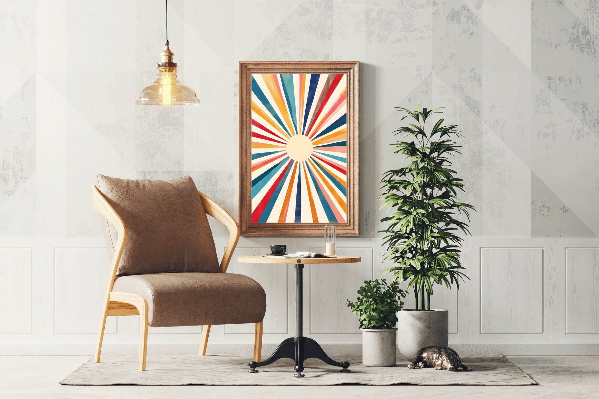 Abstract Sun Ray Retro Background Digital Art - beink online art store