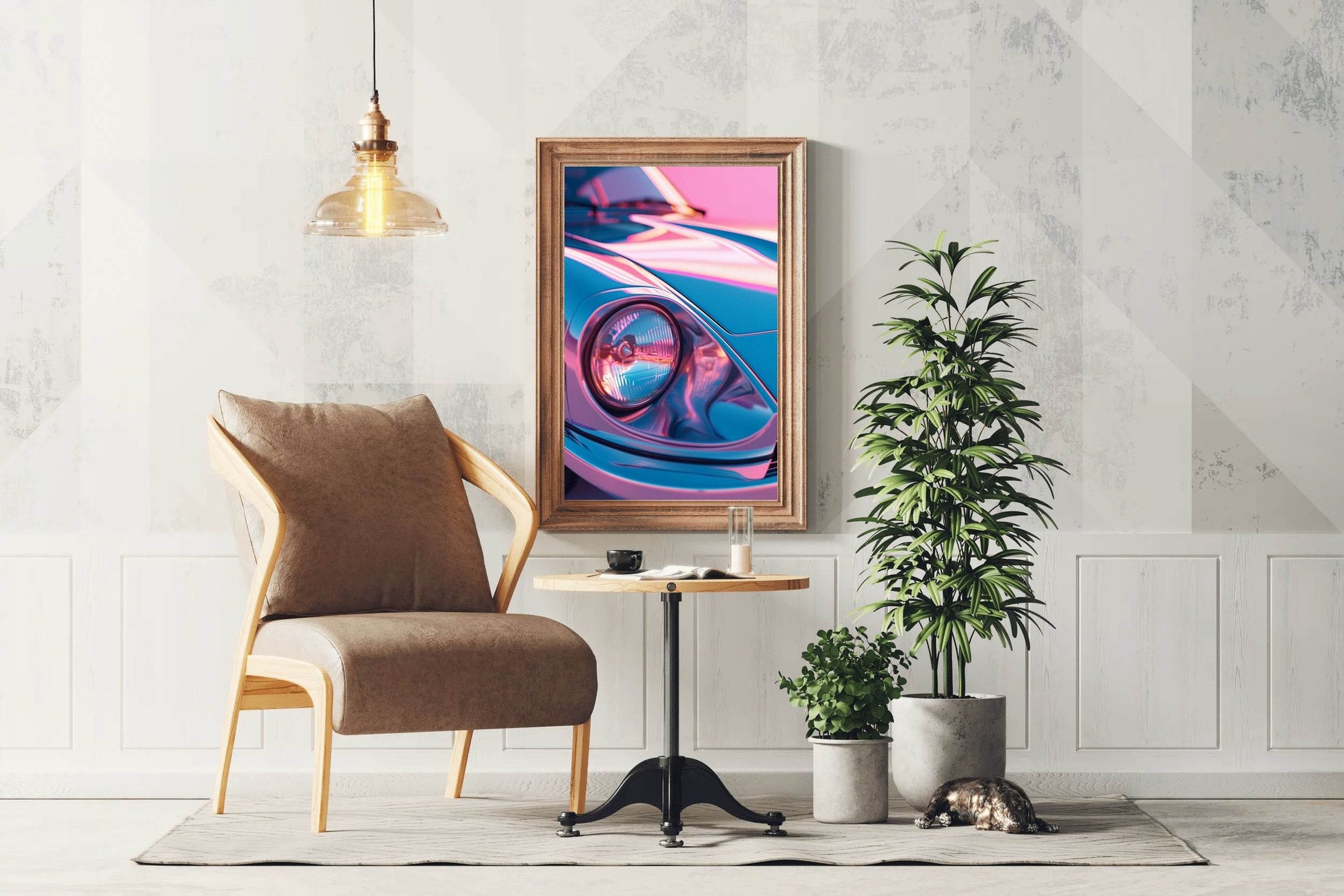 Neon Pink Porsche 911 Wall Art - beink online art store
