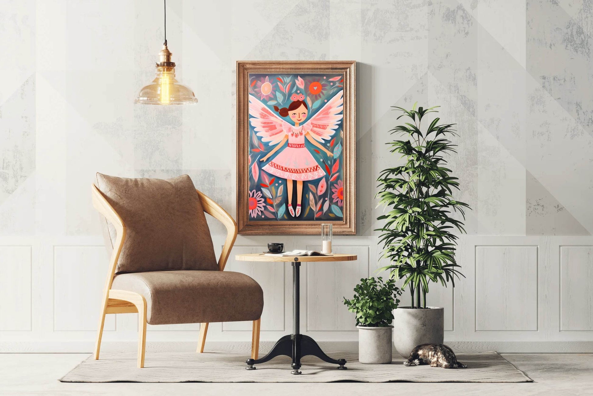 Watercolor Illustration of Dancing Girl In Pink Dress - beink online art store