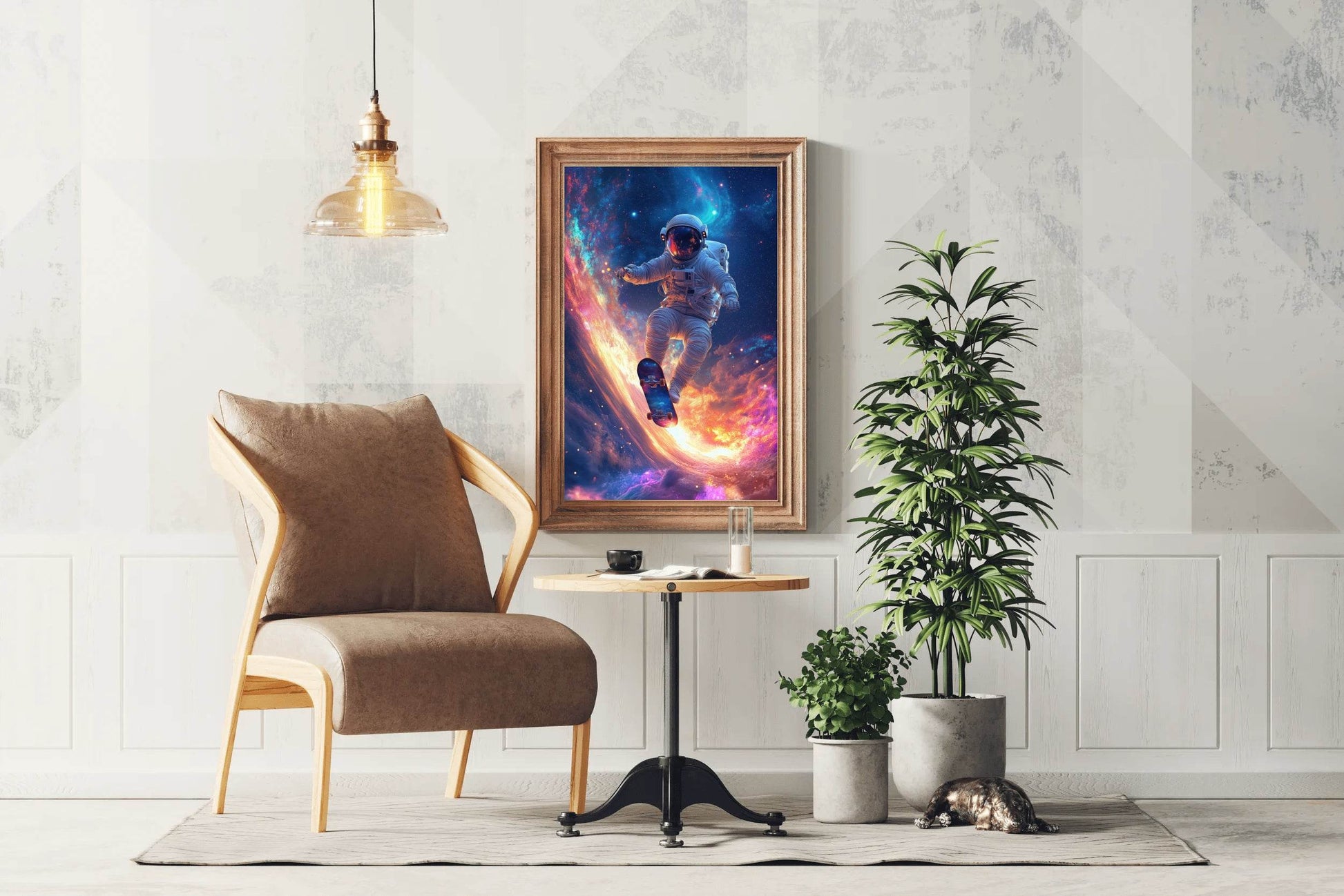 Astronaut Floating Space with skate board - beink online art store