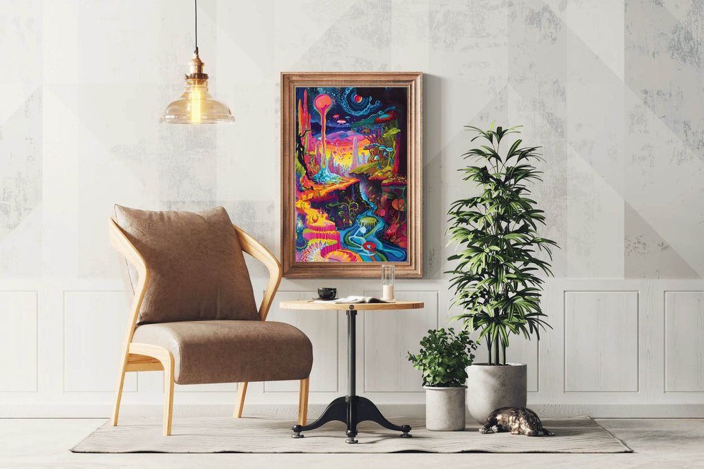 Imaginary Planet Colorful Forest With River Wall Art - beink online art store