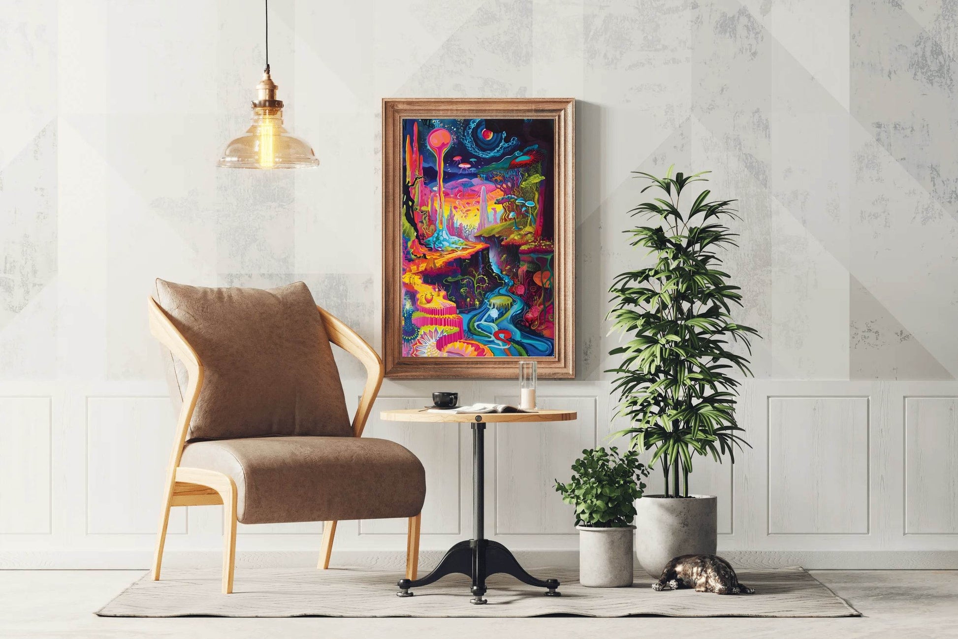 Imaginary Planet Colorful Forest With River Wall Art - beink online art store