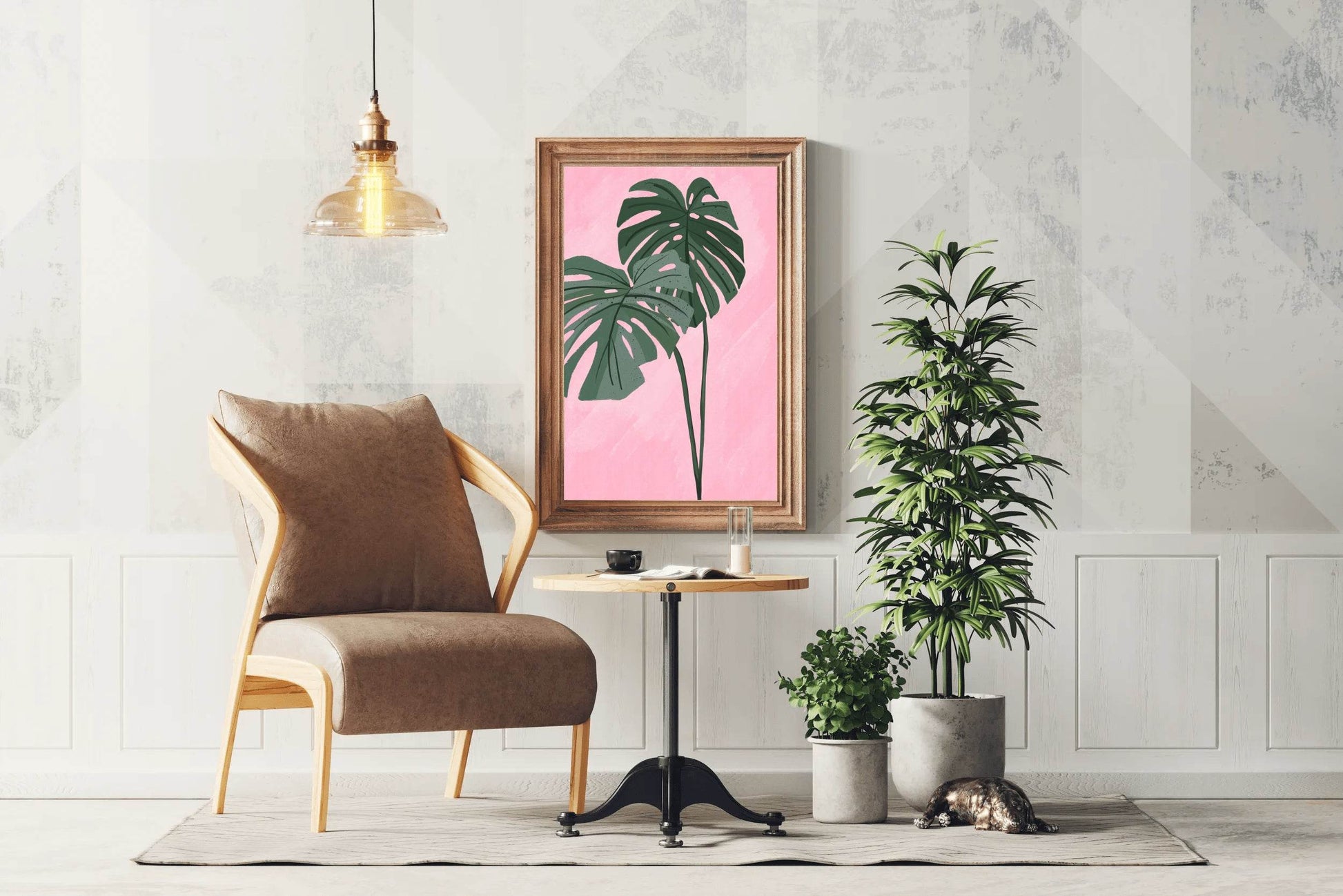 Monstera Deliciosa Plant Drawing Wall Art - beink online art store