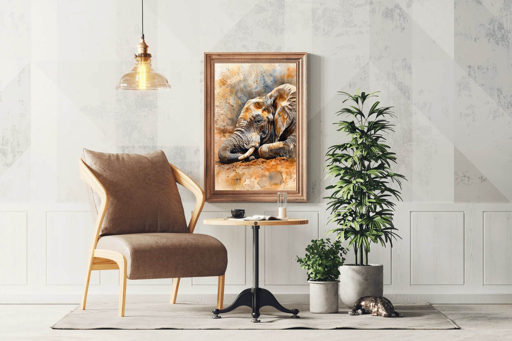 Watercolor Elephant Illustration Wall Art - beink online art store