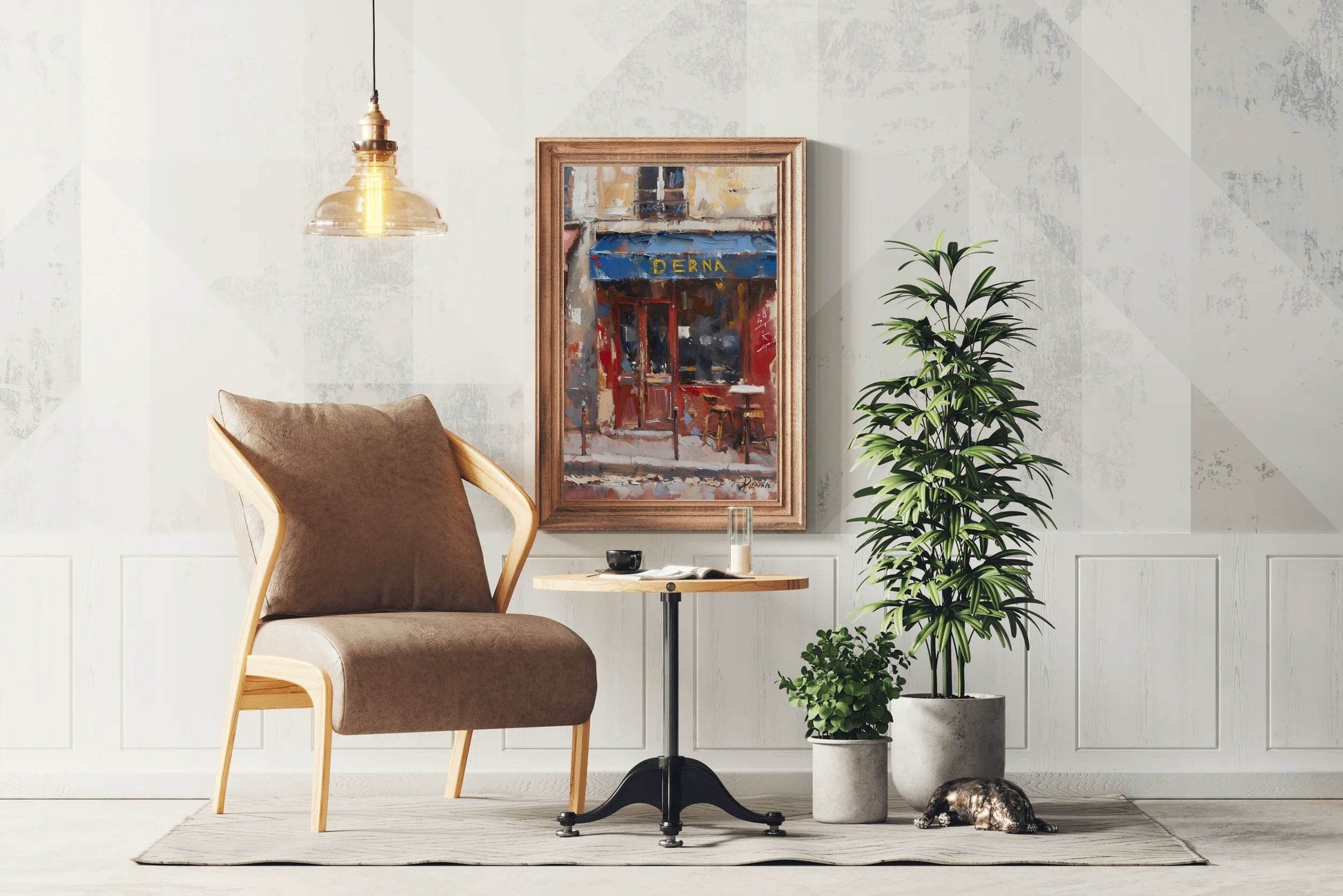 Oil Painting Of A Cafe Wall Art - beink online art store