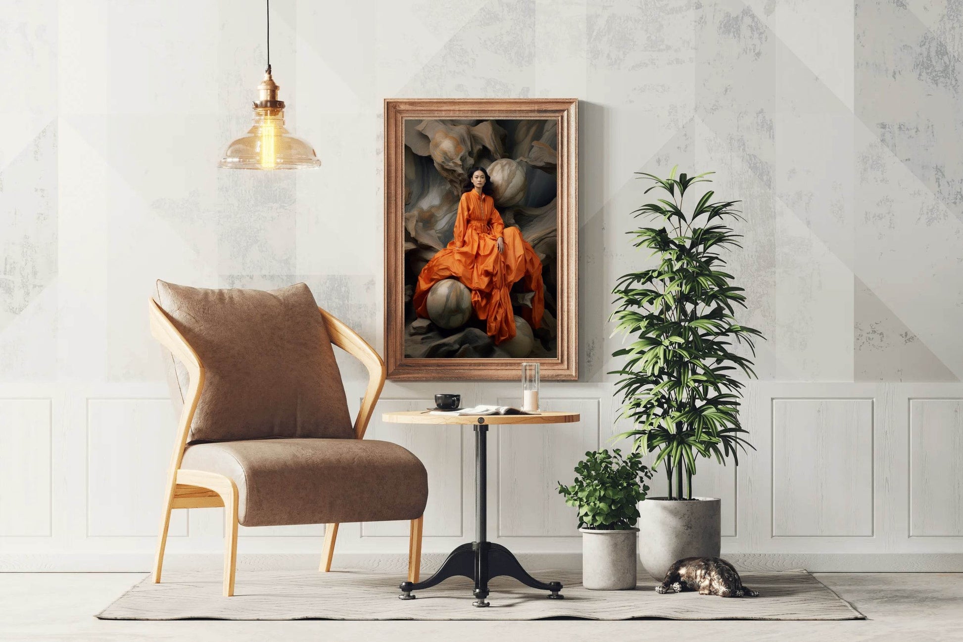 The Serena Maxi Dress in Bright Orange Wall Art - beink online art store