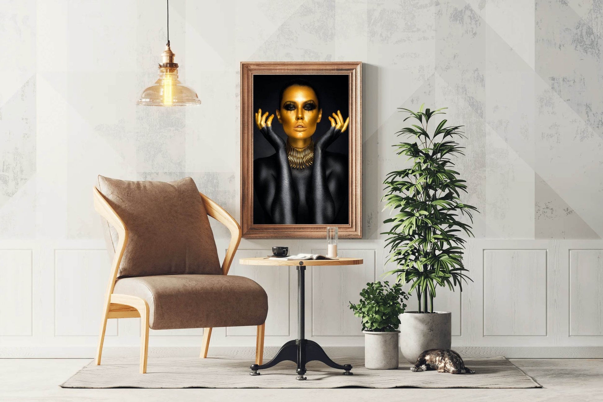 Golden Face Of a Woman Wall Art - beink online art store