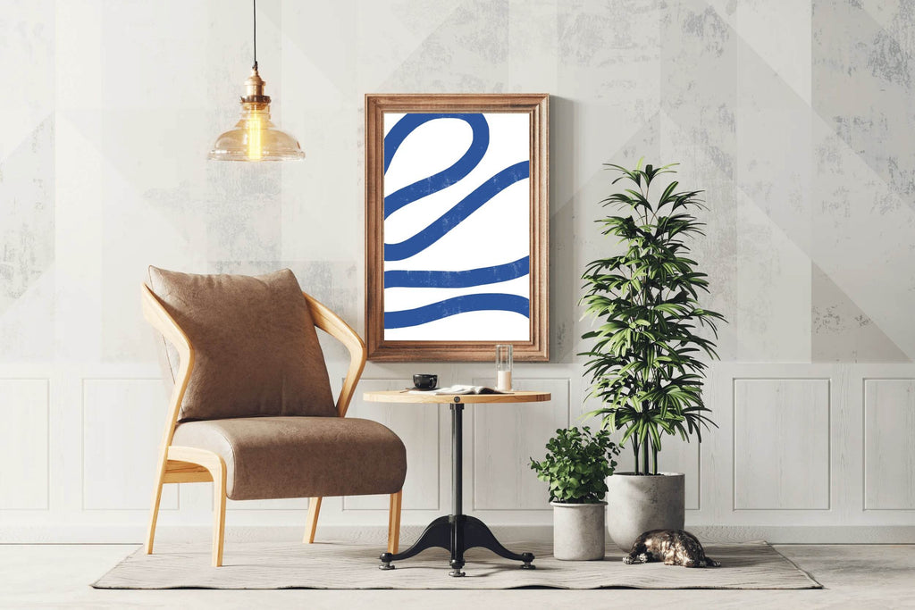 Blue Spiral Llines Wall Art - beink online art store