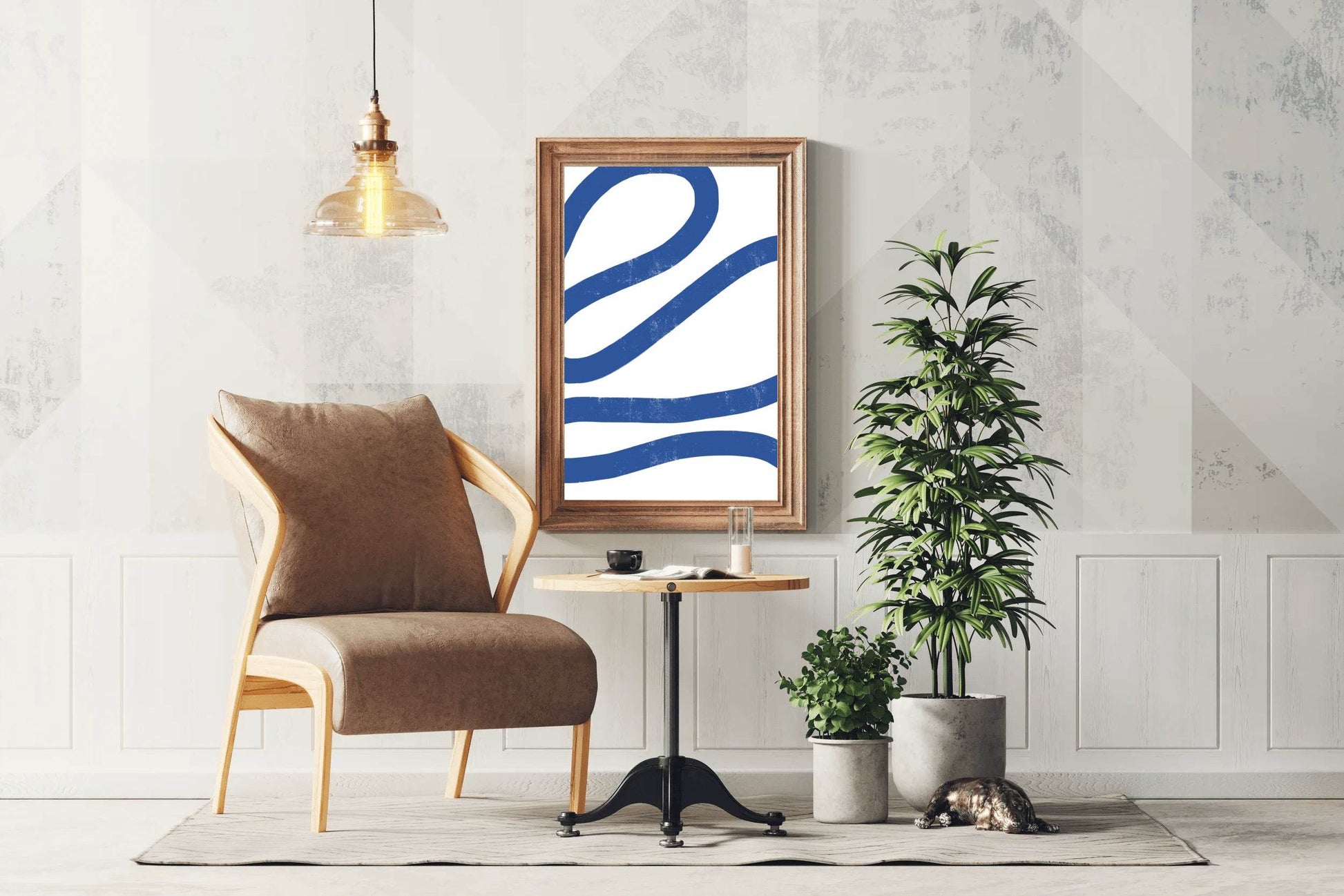 Blue Spiral Llines Wall Art - beink online art store