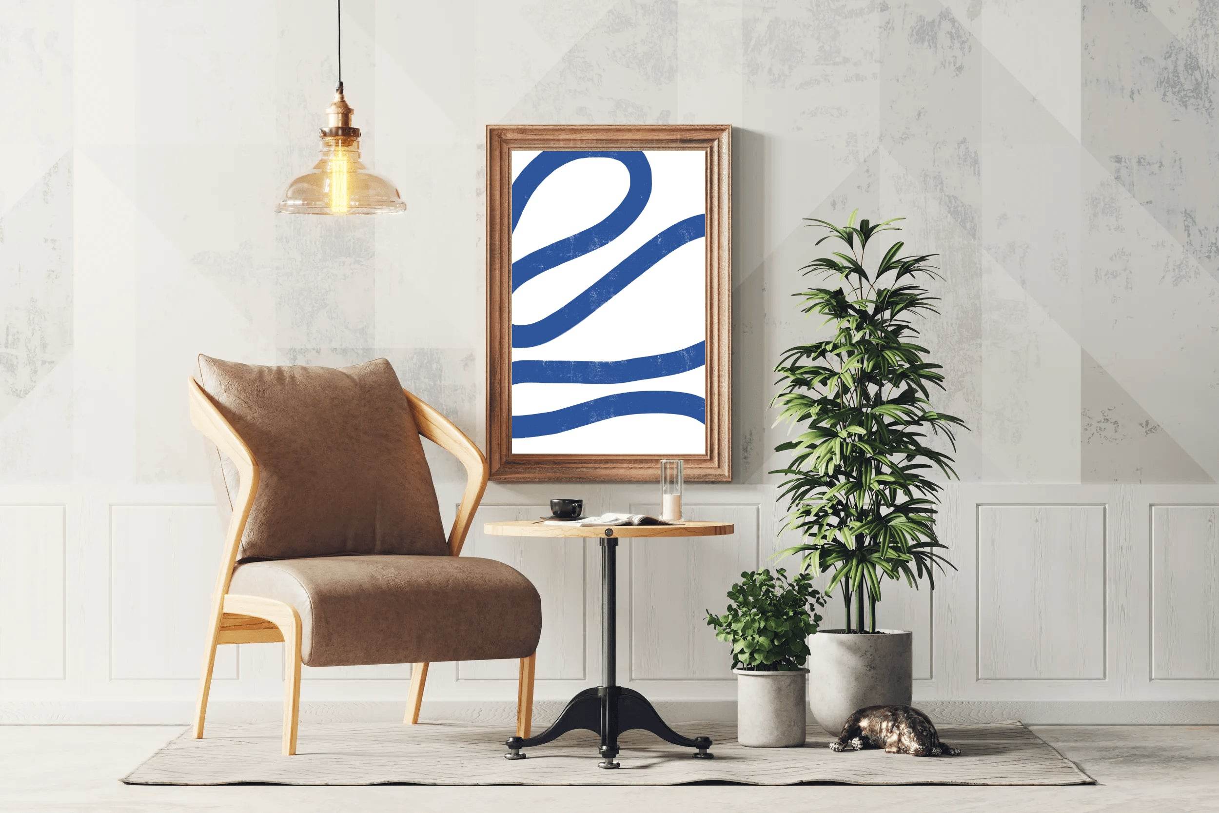 Blue Spiral Llines Wall Art - beink online art store
