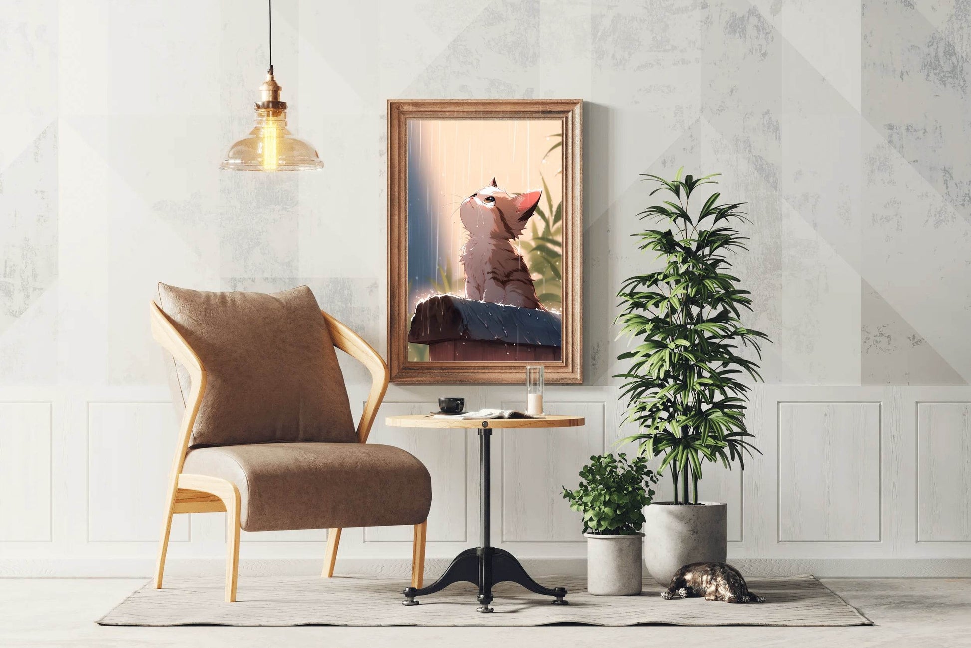 Rainy Weather Cats Anime Wall Art - beink online art store