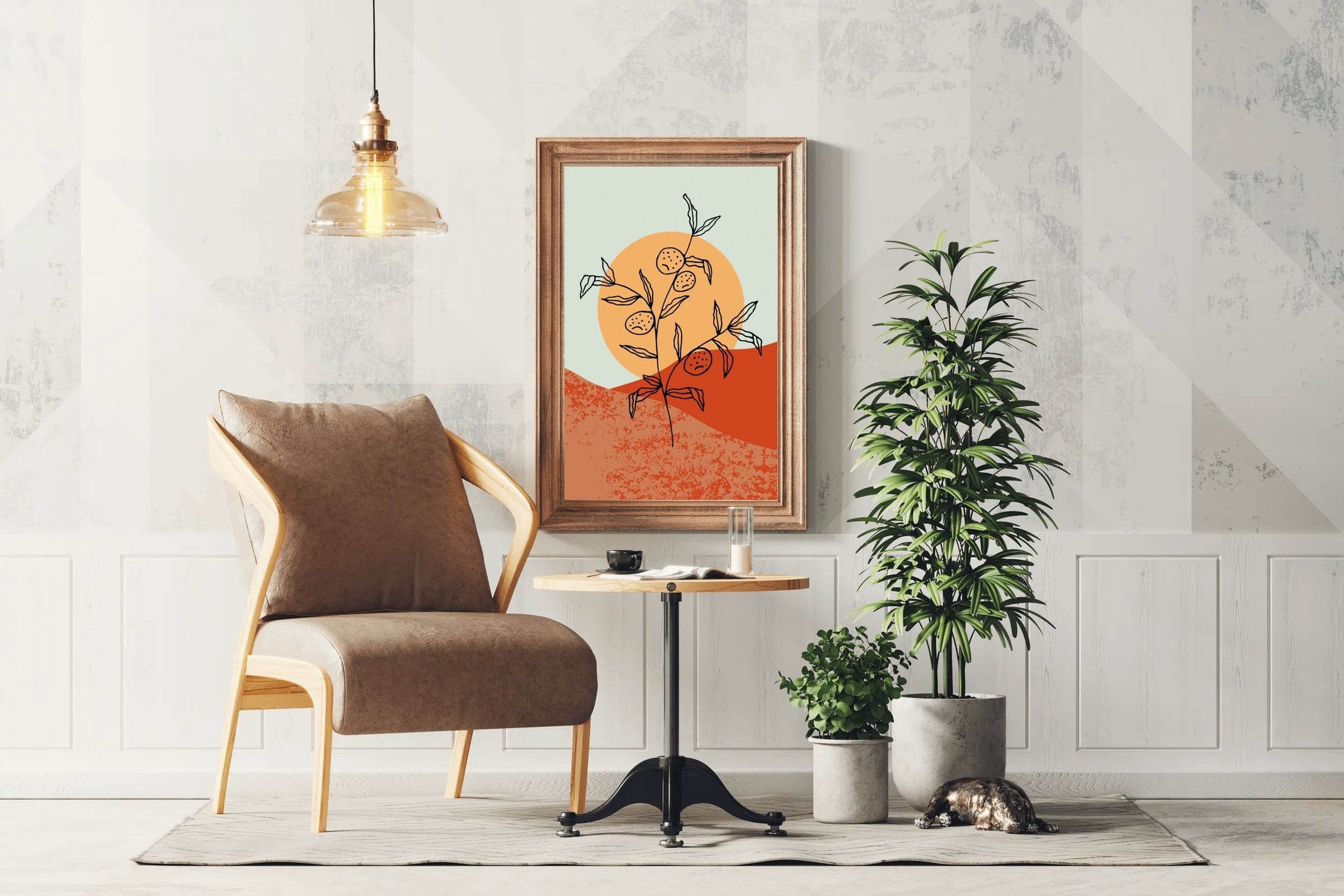 Shrivelled Plant With Sun Abstract Wall Art - beink online art store