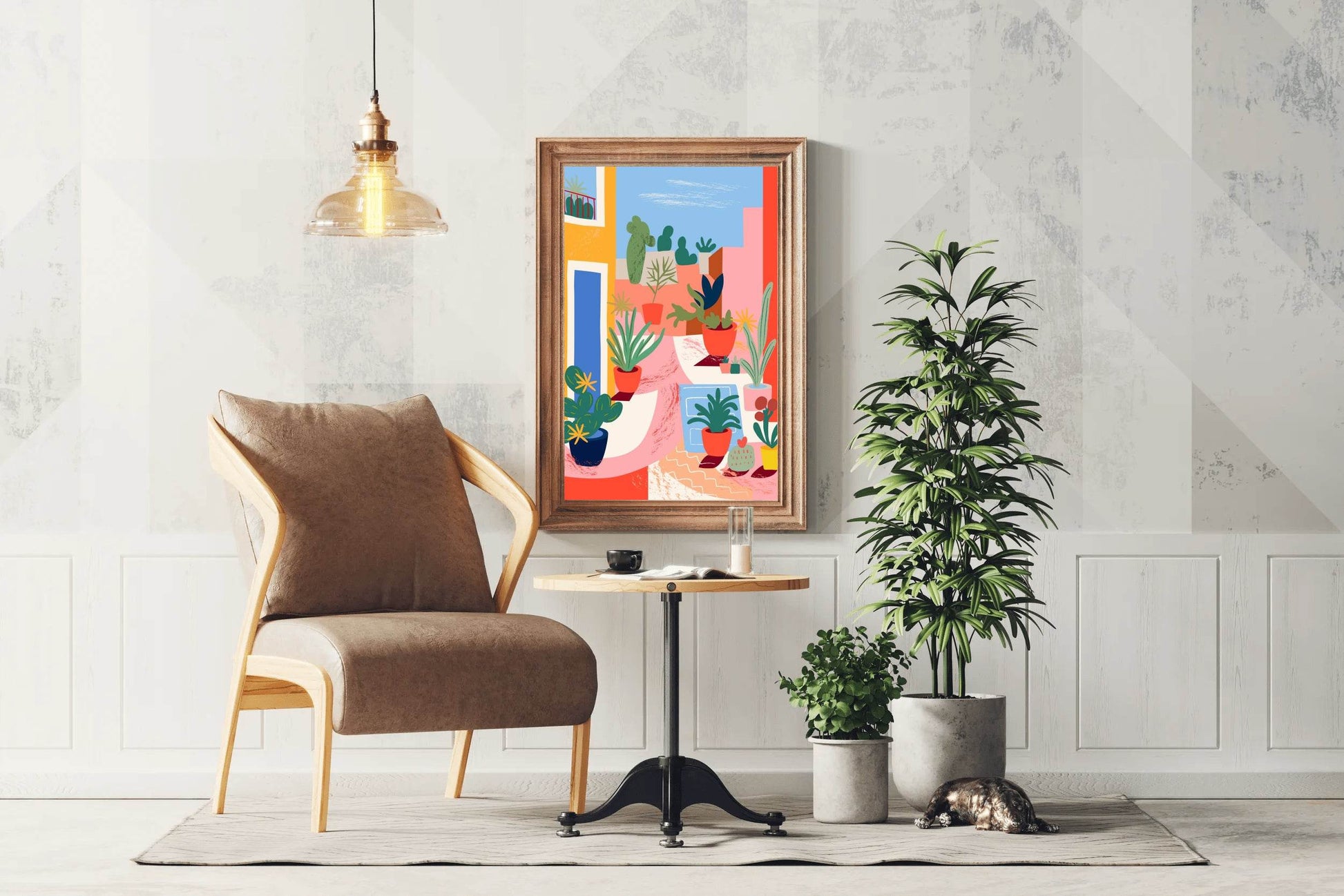 Painting Cactus Pots In The Yard - beink online art store