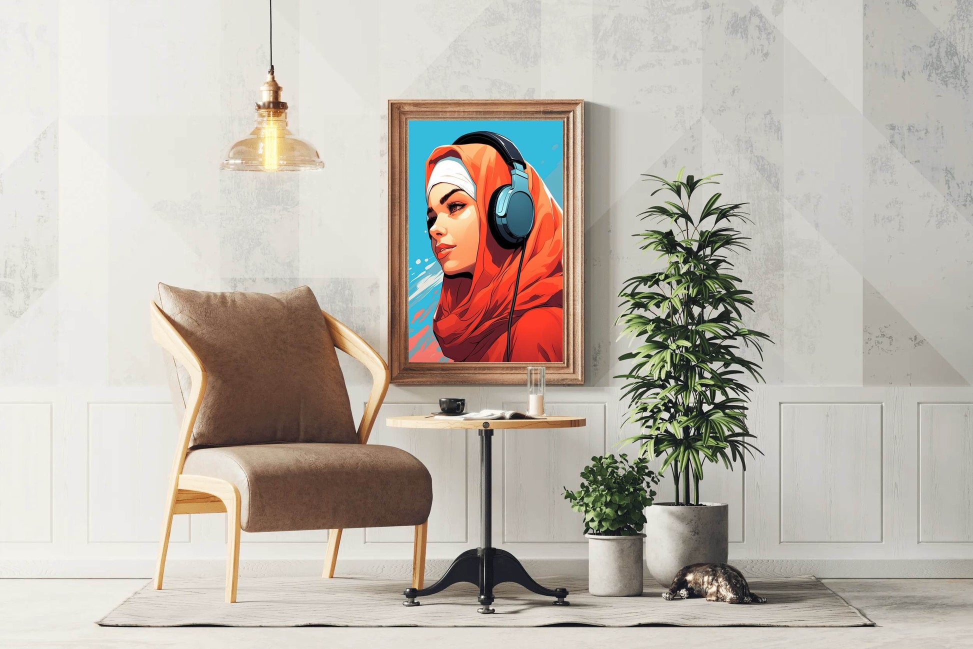 Modern Anime Hijab Girl Wall Art - beink online art store