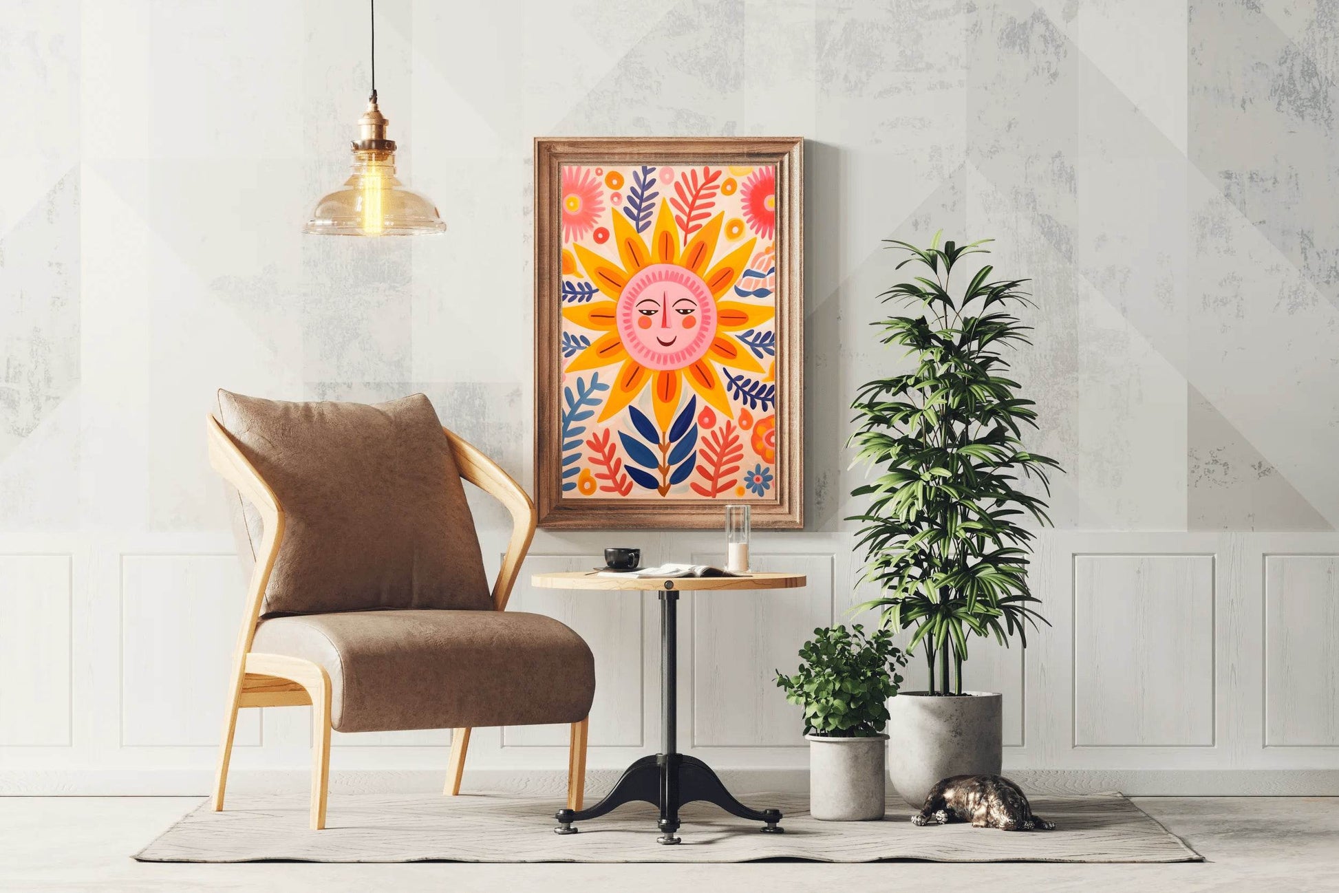 Drawing of Smiling Sun Wall Art - beink online art store