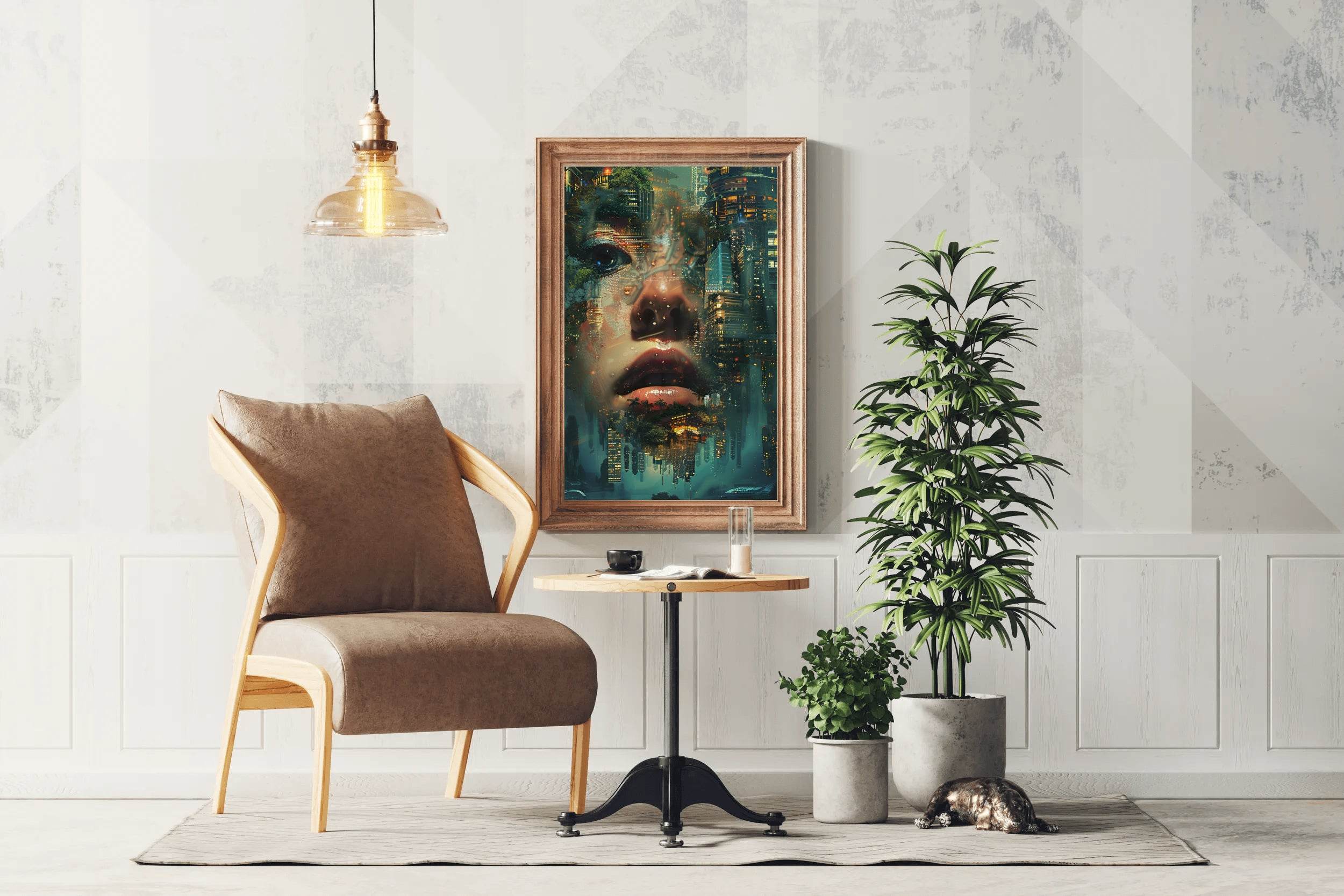 Enhanced Female Face Among Buildings Digital Art - beink online art store