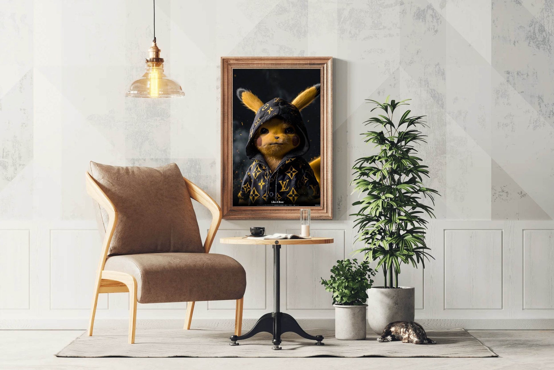 Painting of Pokemon Pikachi Wearing Jacket - beink online art store
