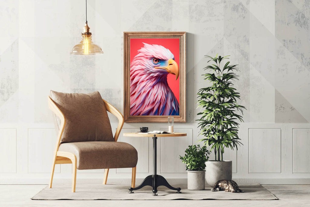 Pink and Blue Painted Eagle Bird Wall Art - beink online art store