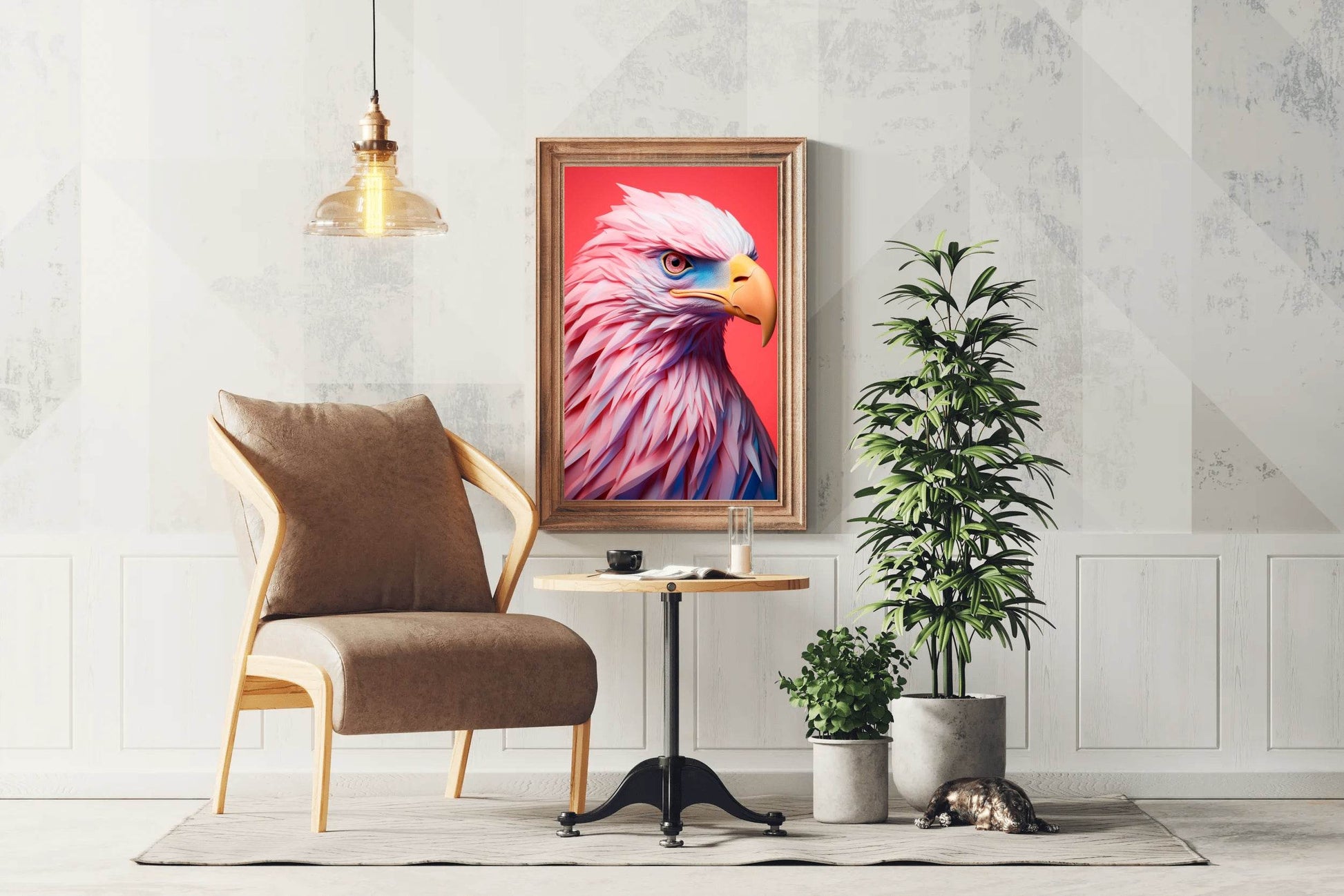 Pink and Blue Painted Eagle Bird Wall Art - beink online art store