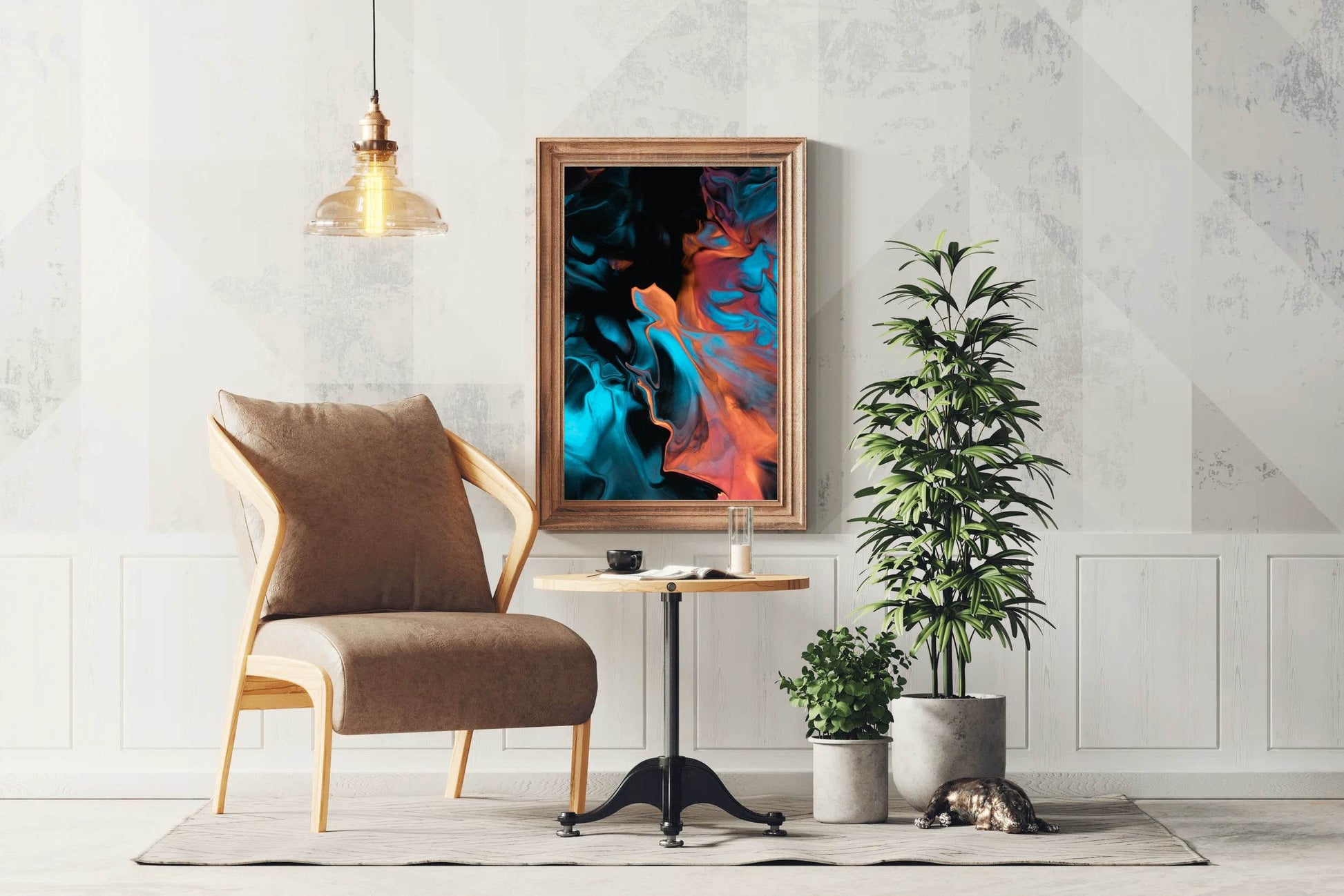 Dark Multicolor Oil Paint Abstract Wall Art - beink online art store