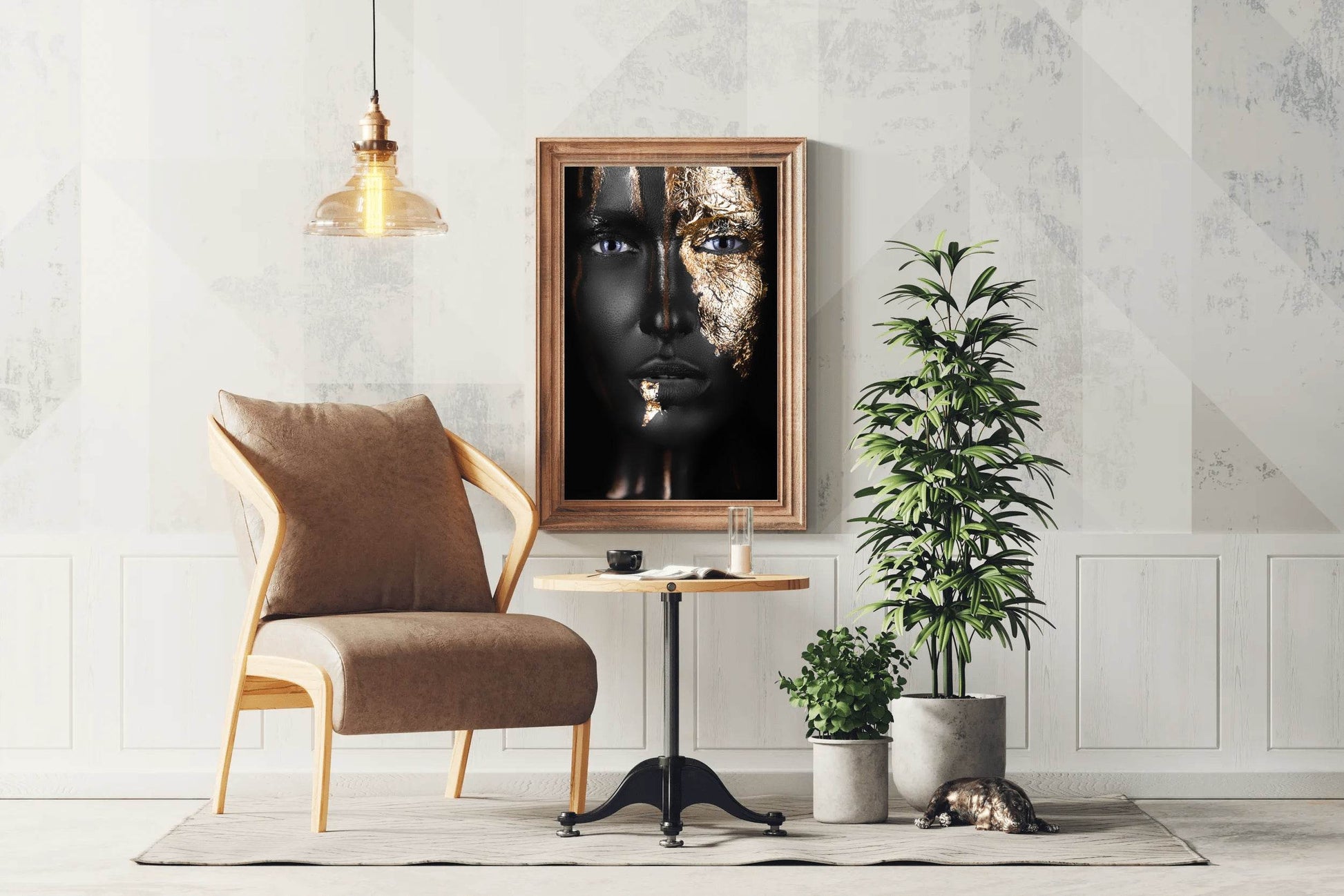 Black Woman Face With Golden Makeup Wall Art - beink online art store