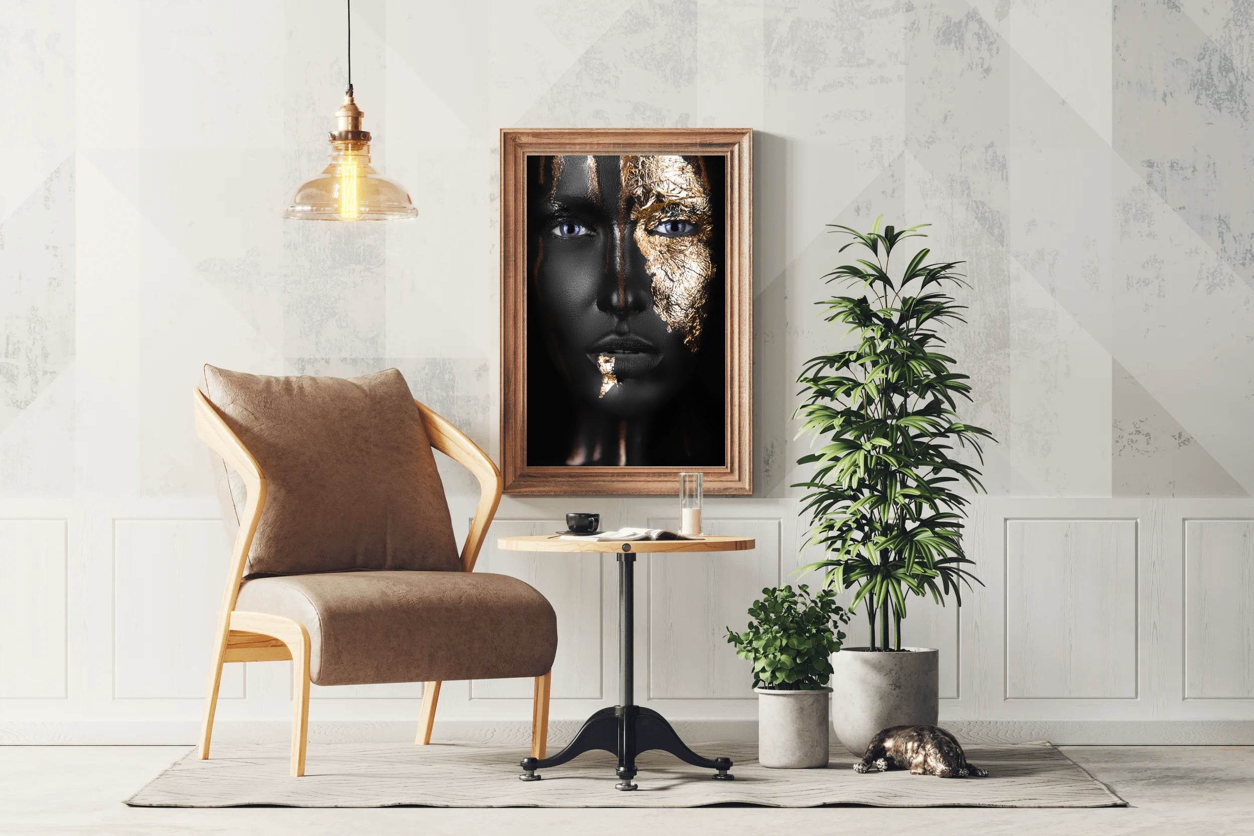 Black Woman Face With Golden Makeup Wall Art - beink online art store