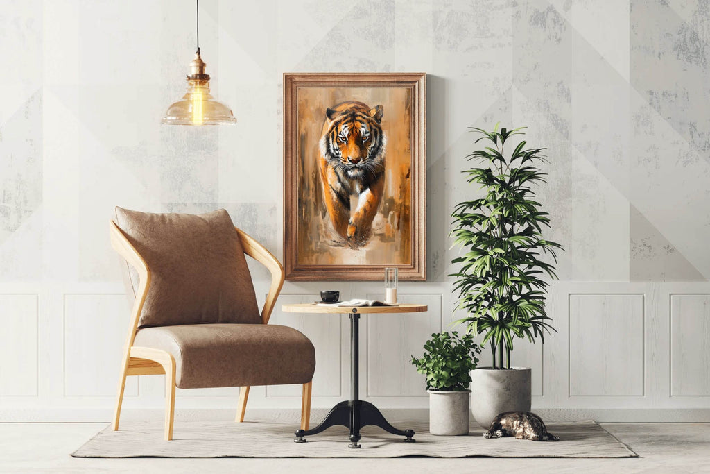 Colorful Water Color Paint of Walking Tiger Illustration - beink online art store