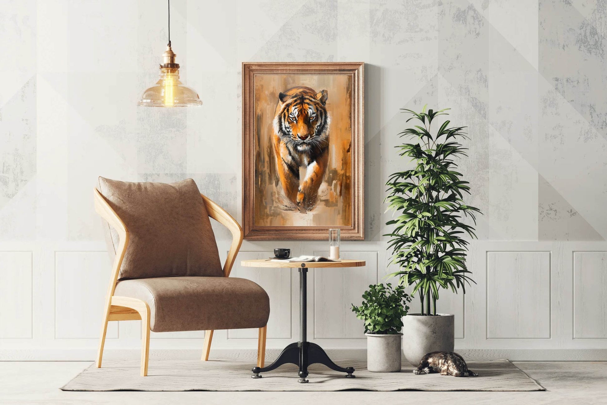 Colorful Water Color Paint of Walking Tiger Illustration - beink online art store