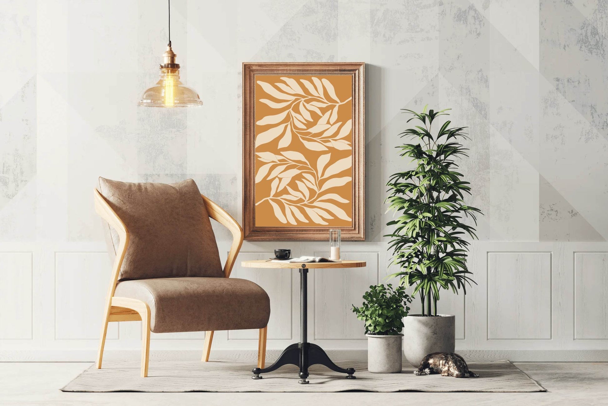 Abstract Botanical Print Minimalist Leaf Pattern ArtWork - beink online art store