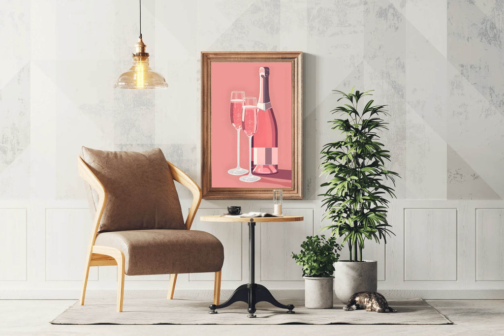 Pink Champagne Wall Art - beink online art store