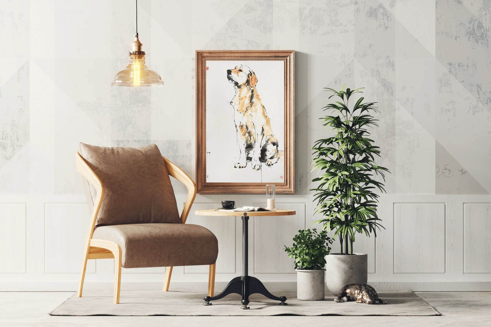 Drawing A Sitting Dog Wall Art - beink online art store