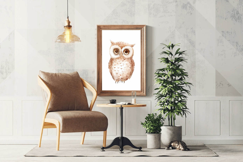 Drawing of Cute Little Owl Wall Art - beink online art store