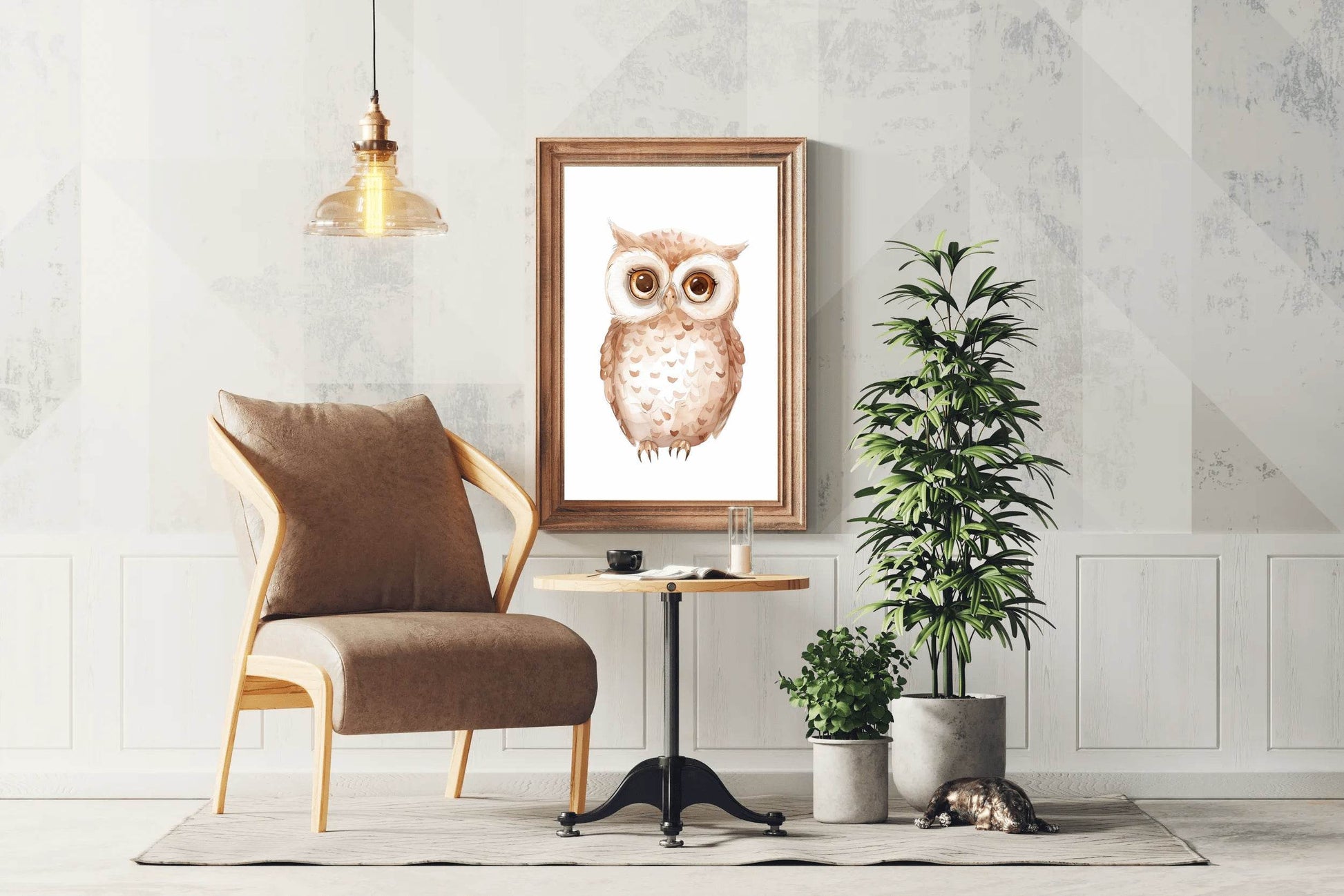Drawing of Cute Little Owl Wall Art - beink online art store