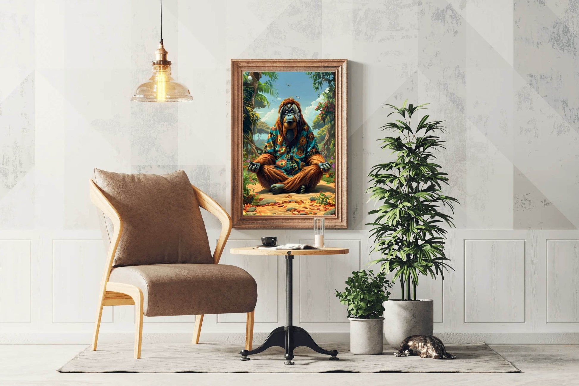 Digital Painting of an Ape Meditating Wall Art - beink online art store