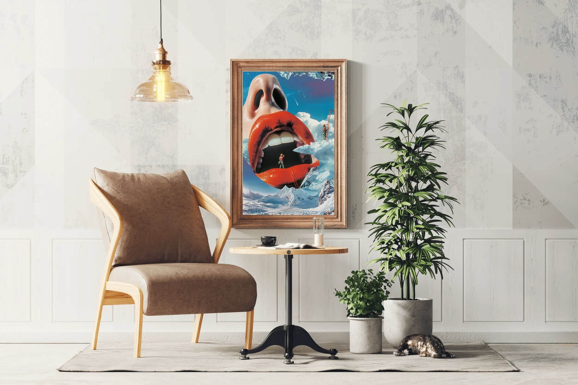 Background of a Woman Mouth in Snowy Mountain Wall Art - beink online art store